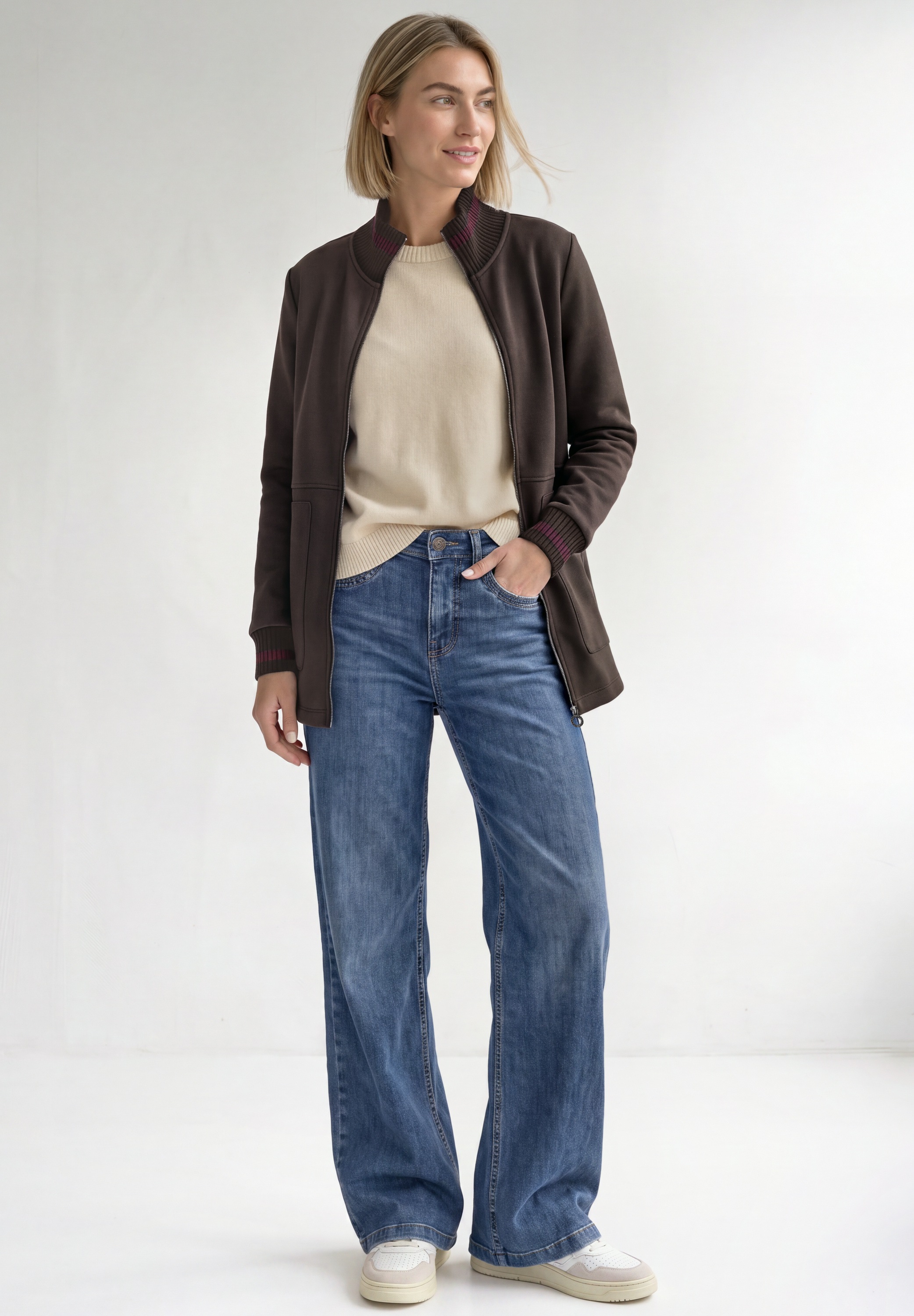 STREET ONE Sweatjacke mit Strick-Detail