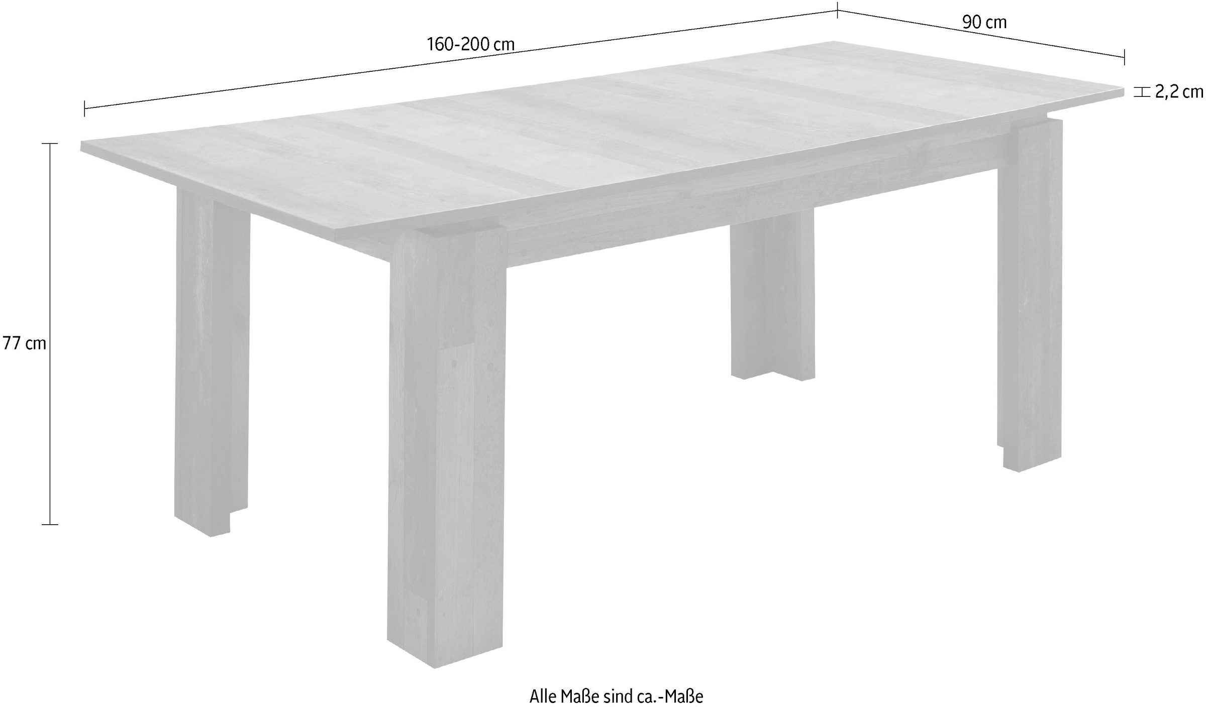 Home affaire Esstisch »Tanum« Ausziehbarer Esszimmertisch 160-200 cm - Maße (B/T/H) 160/90/77 cm