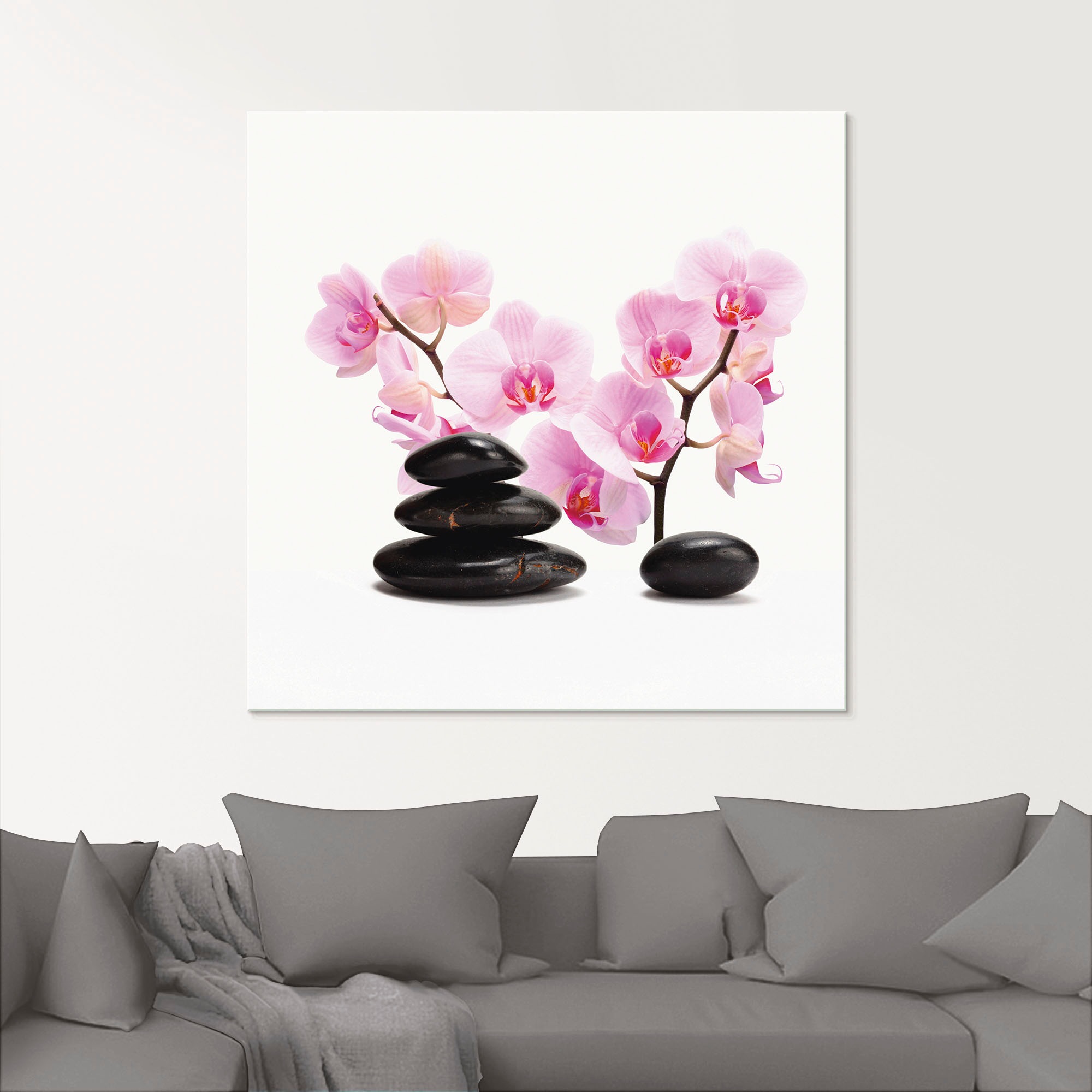 Artland Glasbild "Schwarze Steine und pinke Orchidee", Zen, (1 St.), in ver günstig online kaufen