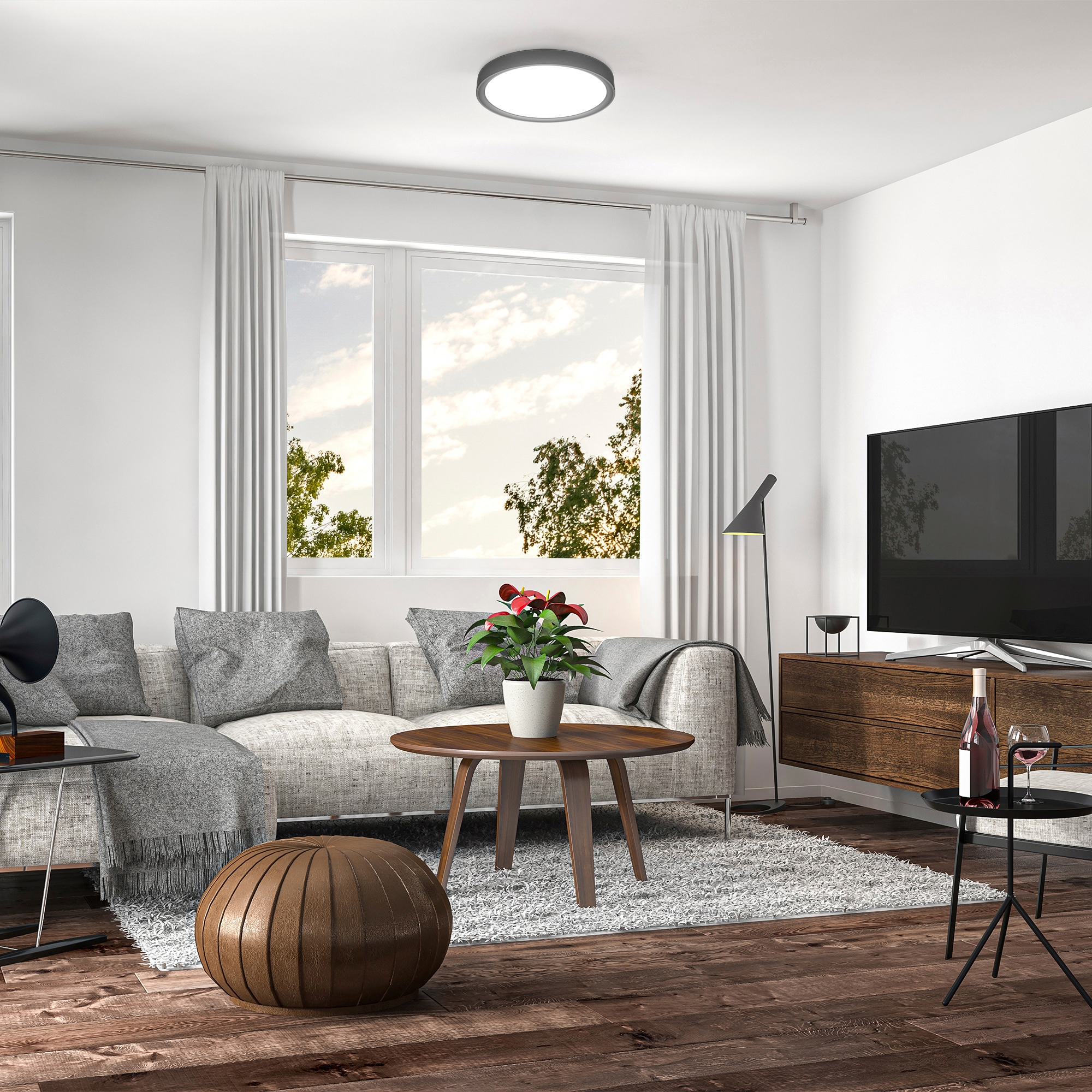 B.K.Licht LED Deckenleuchte,  1 x LED-Platine 12 Watt, 1.200lm, 4.000K, nicht dimmbar, Ø 25,00 cm 