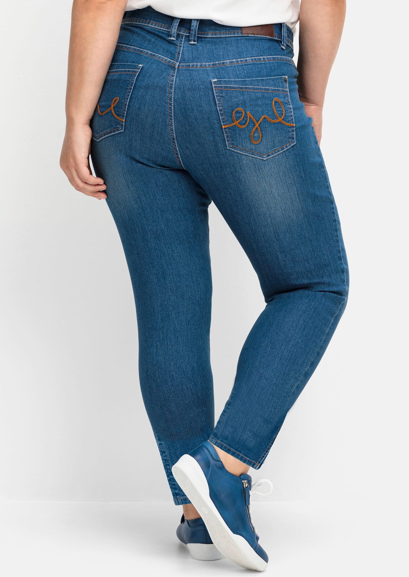 Sheego Damen Stretch-Jeans Blau Denim Lang 2