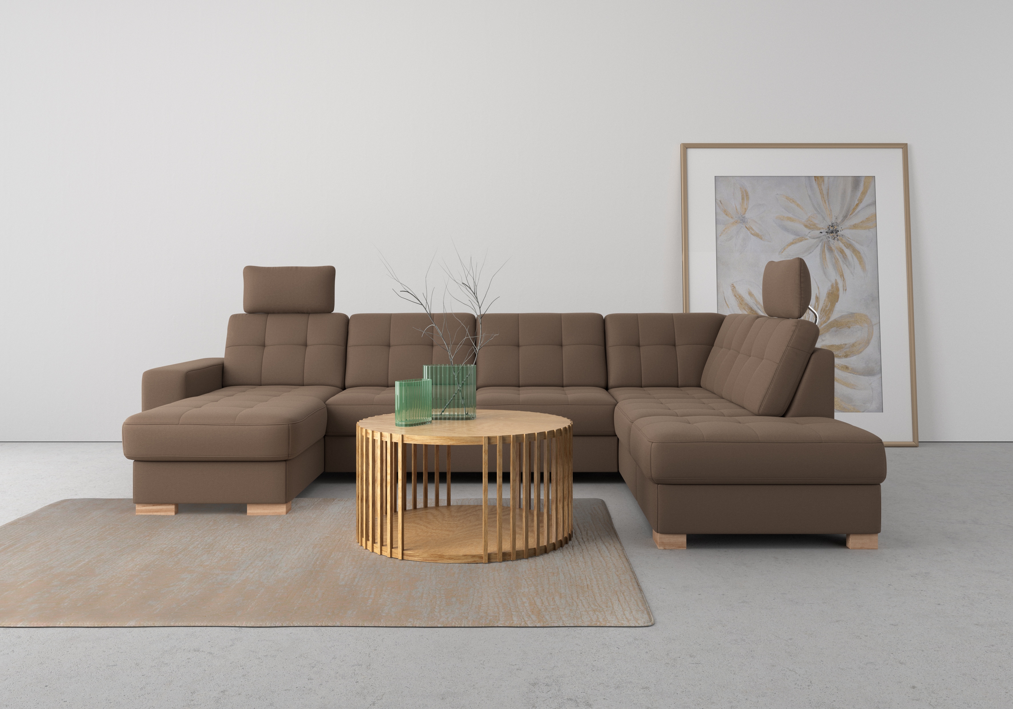 sit&more Wohnlandschaft "Quincy U-Form" wahlweise mit Schlaffunktion und Bettkasten