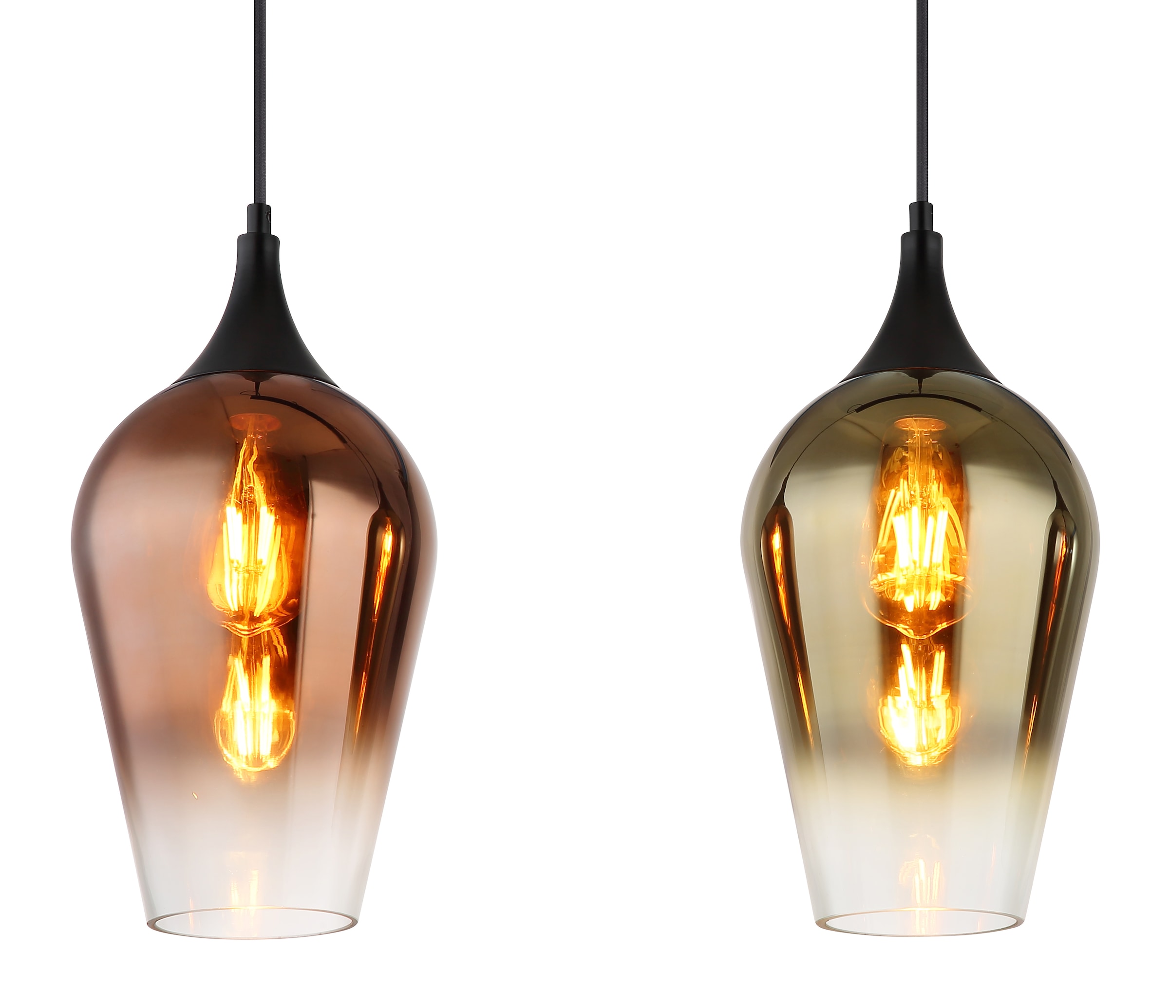 GLOBO LIGHTING Hängeleuchte »LAVUS«, Leuchtmittel E27 | ohne Leuchtmittel, Hängelampe/Pendelleuchte/Glas kupferfarben/Höhe kürzbar/Esstisch
