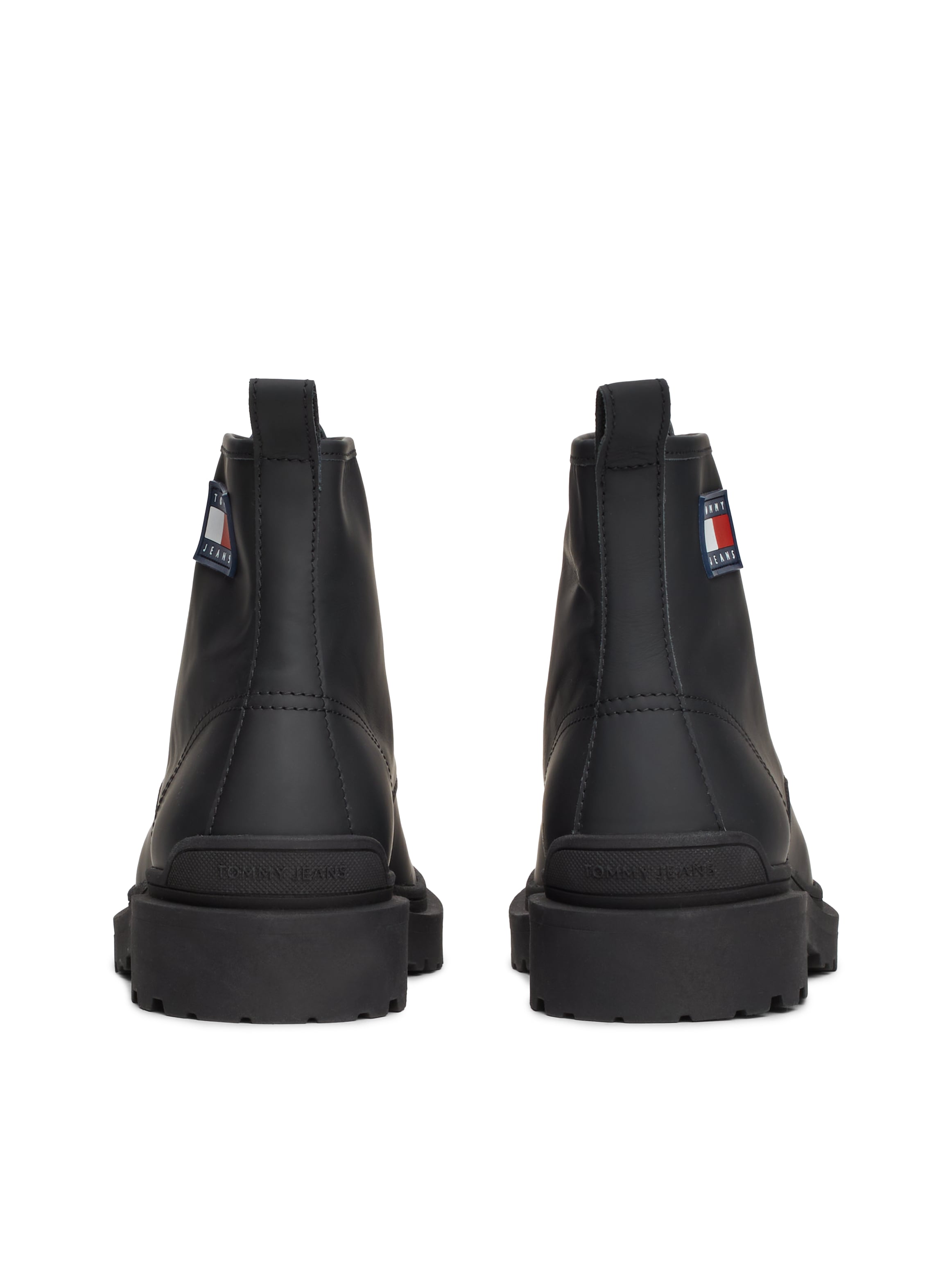 Tommy Jeans Schnürboots »TJM LEATHER LACE UP BOOT«, Blockabsatz, Schnürstiefelette mit seitlicher Logoflag