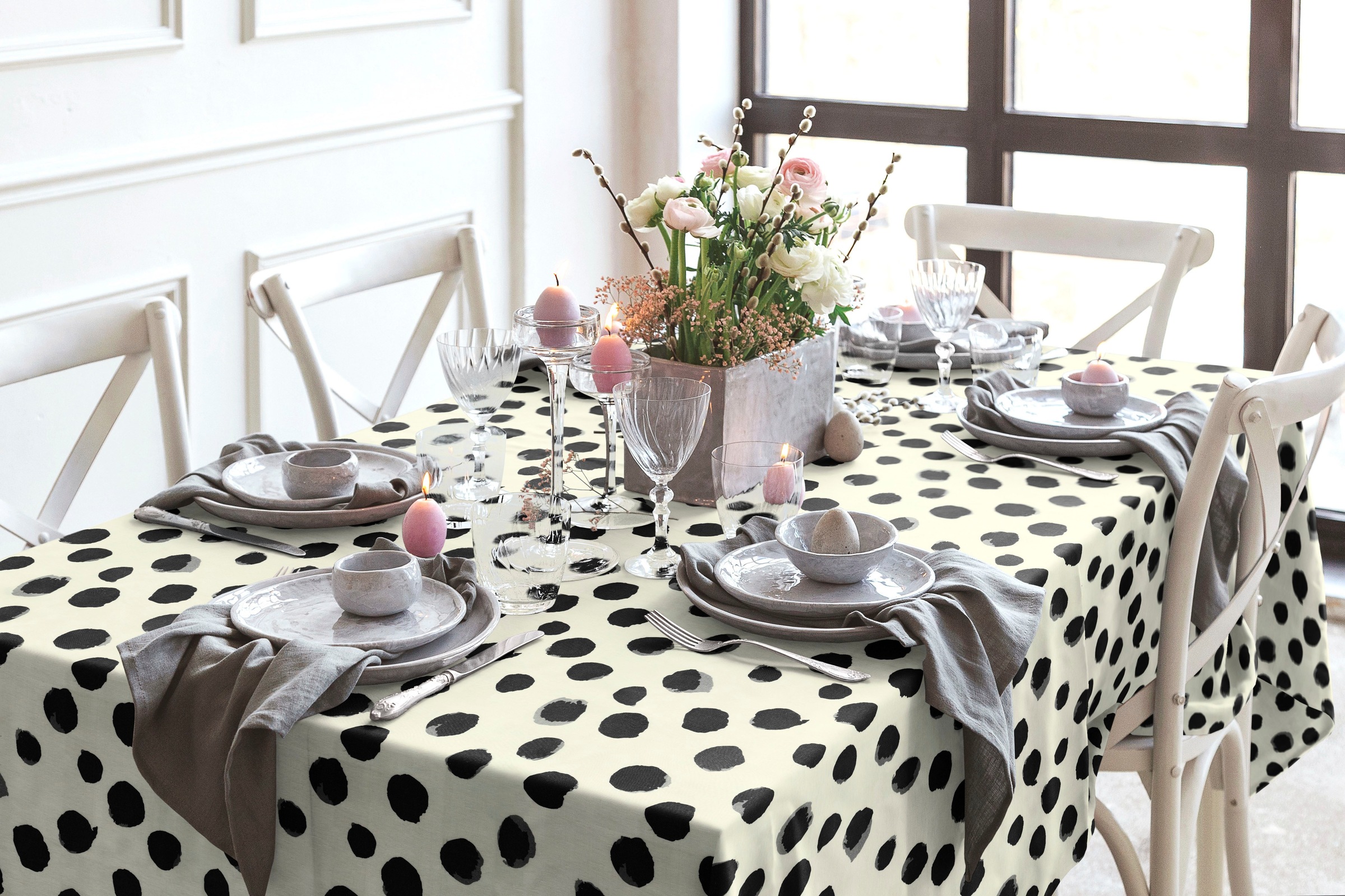 Adam Tischdecke "Dots" aus Leinen und Bio-Baumwolle günstig online kaufen