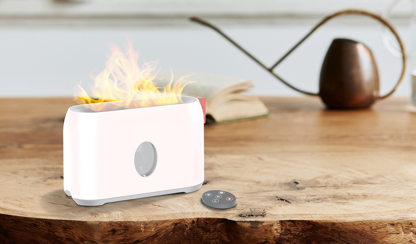 Sonnenkönig Luftbefeuchter »Hermonia, Flammeneffekt, USB C-Typ, Auto-Off, Tankgröße 200ml«, 0,2 l Wassertank, Fernbedienung, Timer, laufruhig, einfache Bedienung, elegantes Design