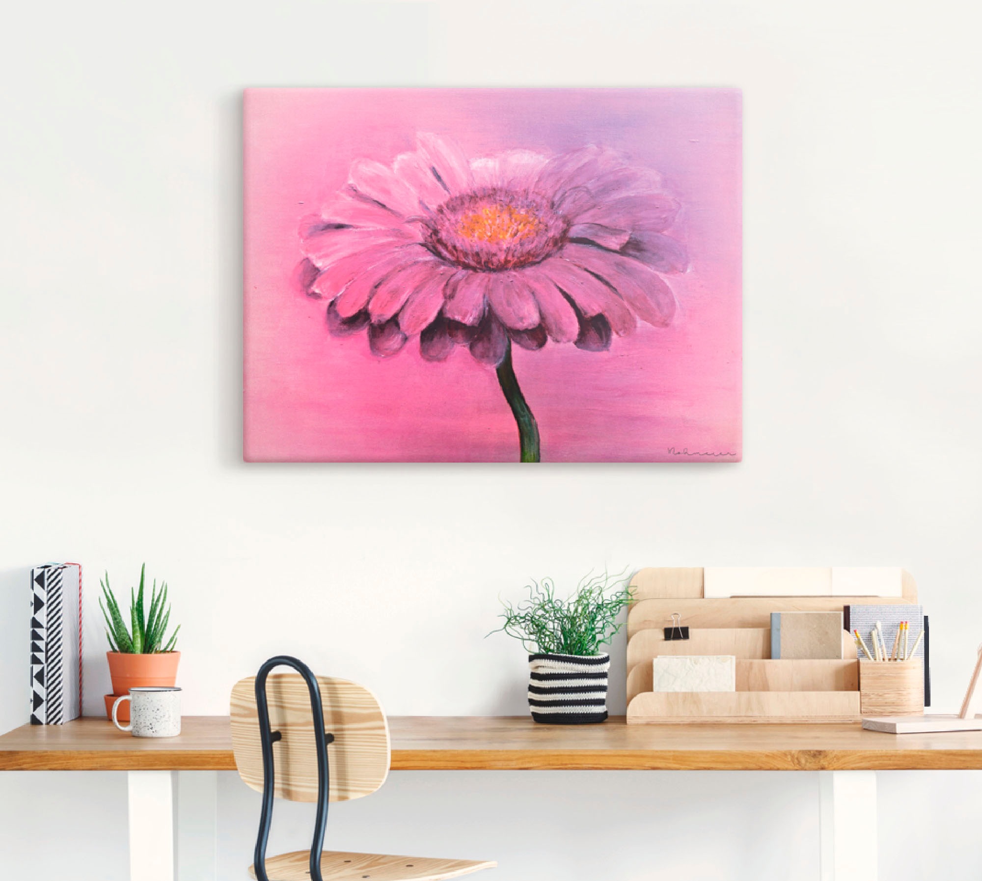 Artland "Gerbera" Blumen 1 Stk. tlg. auf Holzrahmen gespannt günstig online kaufen