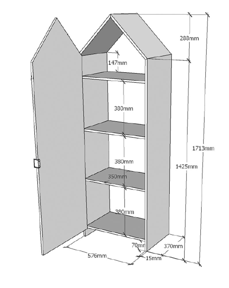Vipack Kleiderschrank »Casami, mit trendiger Optik in zeitlosem Design«, (B/H/T ca. 57,6x171,3x37cm, Fronten in verschiedenen Farben erhältlich), variable Innenausstattung und viel Stauraum