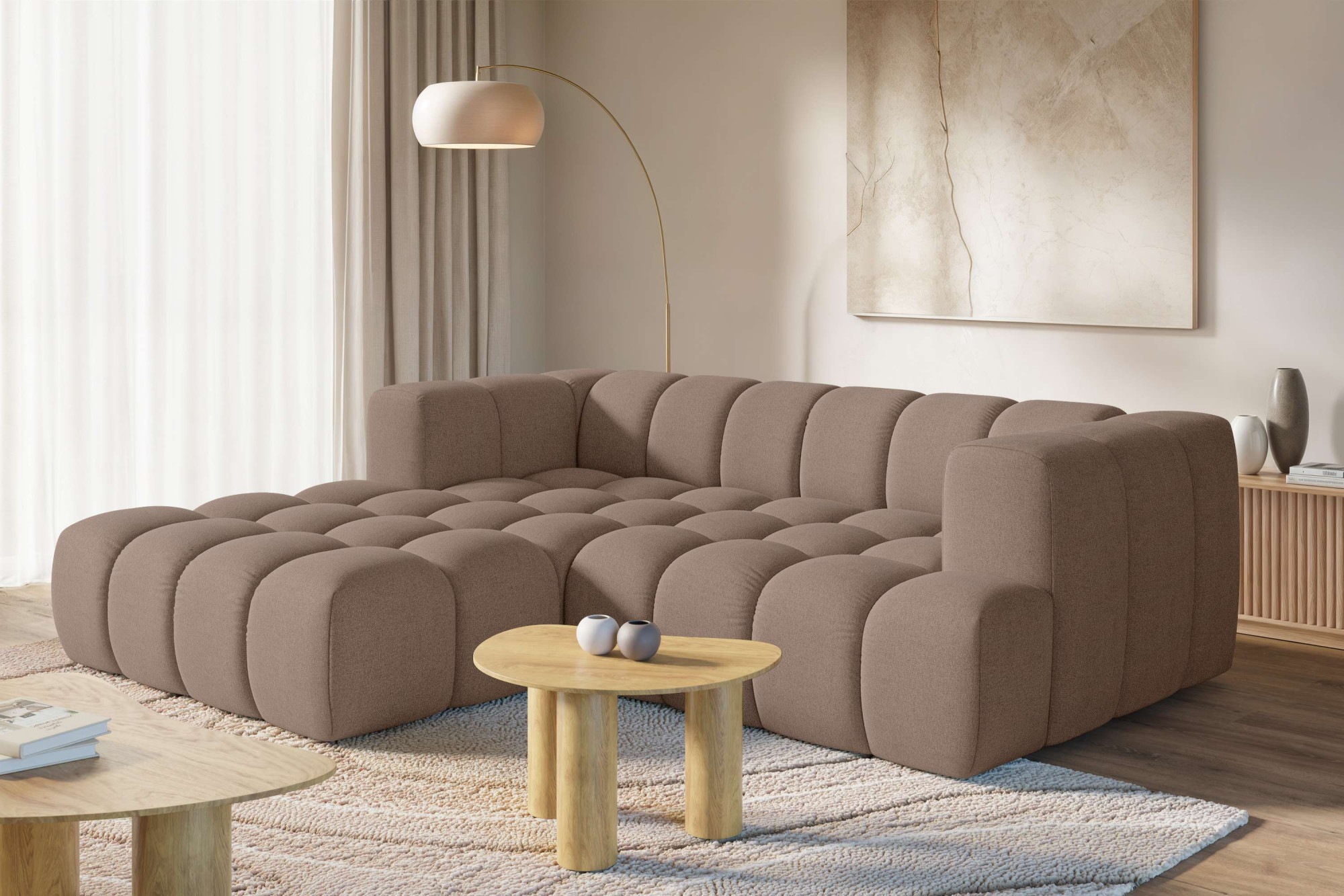 homsy by Ana Johnson Ecksofa ""XL" BOUBELLE L-Form extra tief, Design: Bubble-Optik, Breite 247cm" hoher Sitzkomfort dank Wellenunterfederung, XL Sitztiefe 100 cm