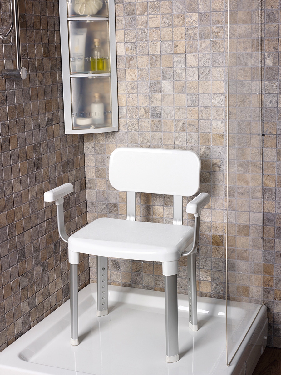 Dusch- und Badhocker BISCHOF, B:51cm, weiß, Duschhocker, "Splash Comfort Xtra", höhenverstellbar