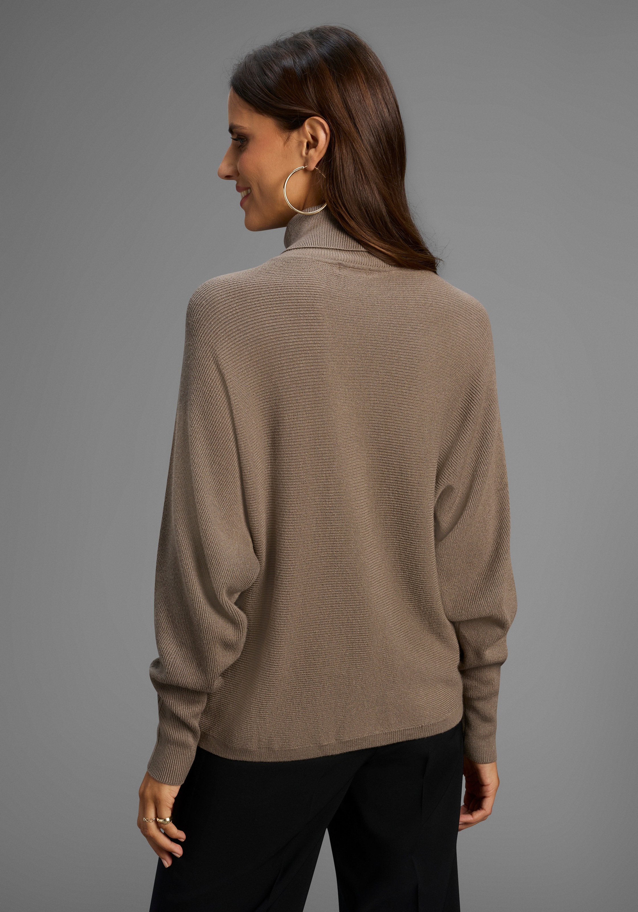 Bruno Banani Rollkragenpullover mit Wickel-Optik günstig online kaufen