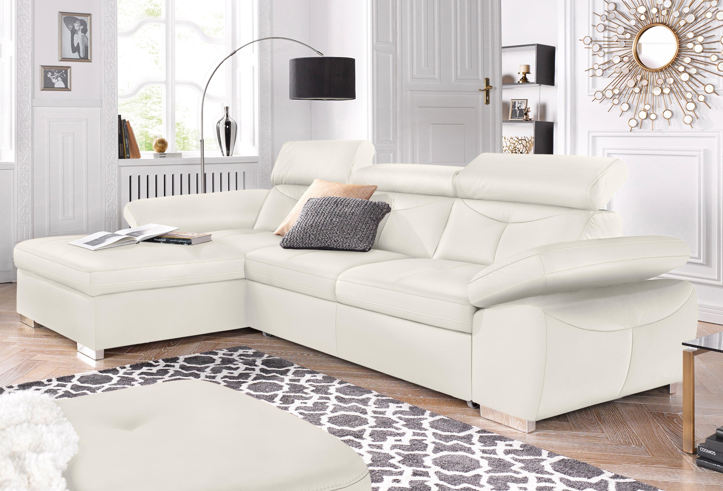 exxpo - sofa fashion Ecksofa "Spring, super bequem, mit Armteil- und Kopfteilfunktion" L-Form, wahlweise mit Bettfunktion und Bettkasten