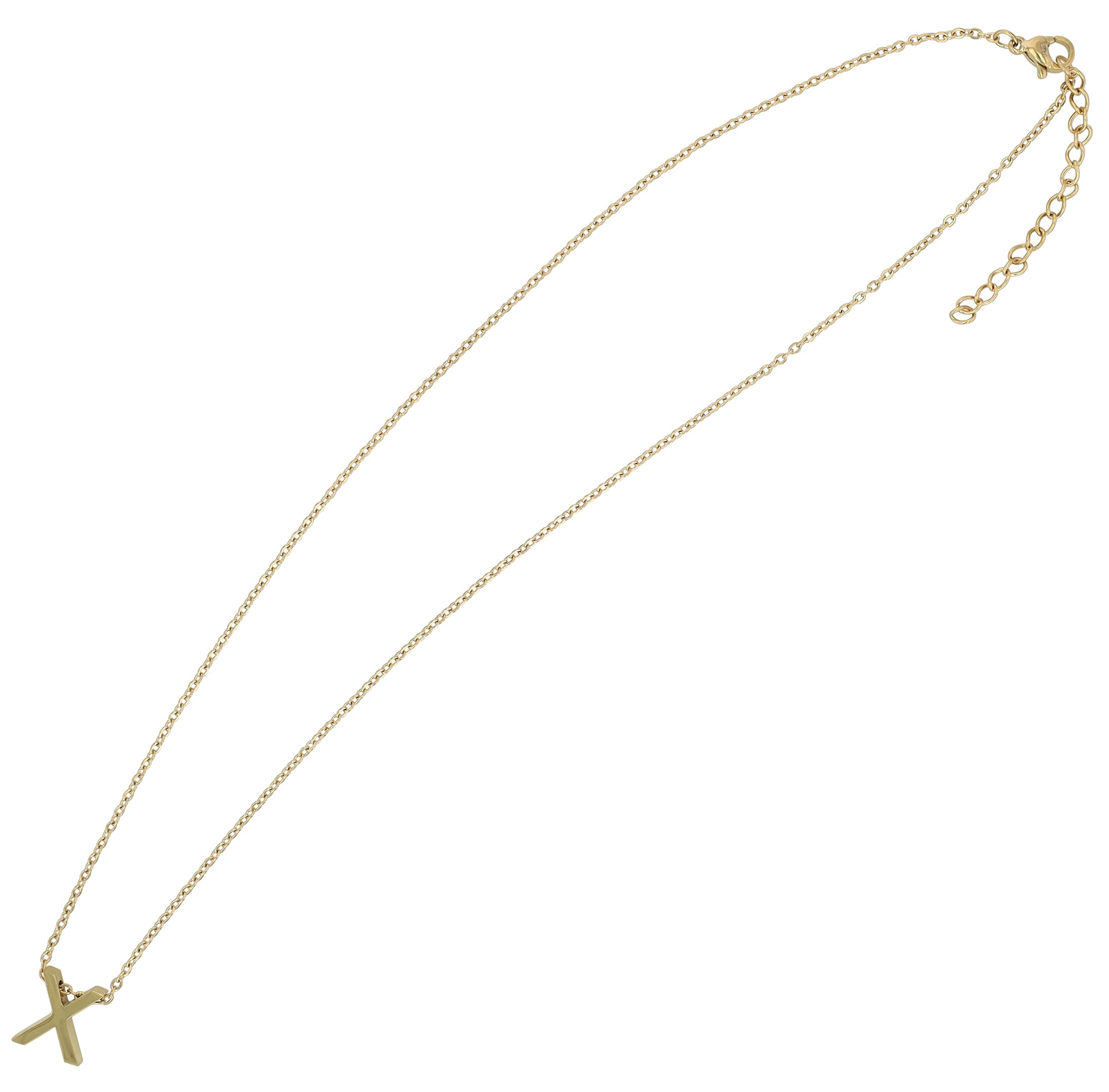 Kette ohne Anhänger ADELIA´S "Damen Halskette – Buchstabe N aus Edelstahl 45+5", gold, Halsketten, Damen, 50cm, Edelstahl, Eine schöne Geschenkidee für jeden Anlass