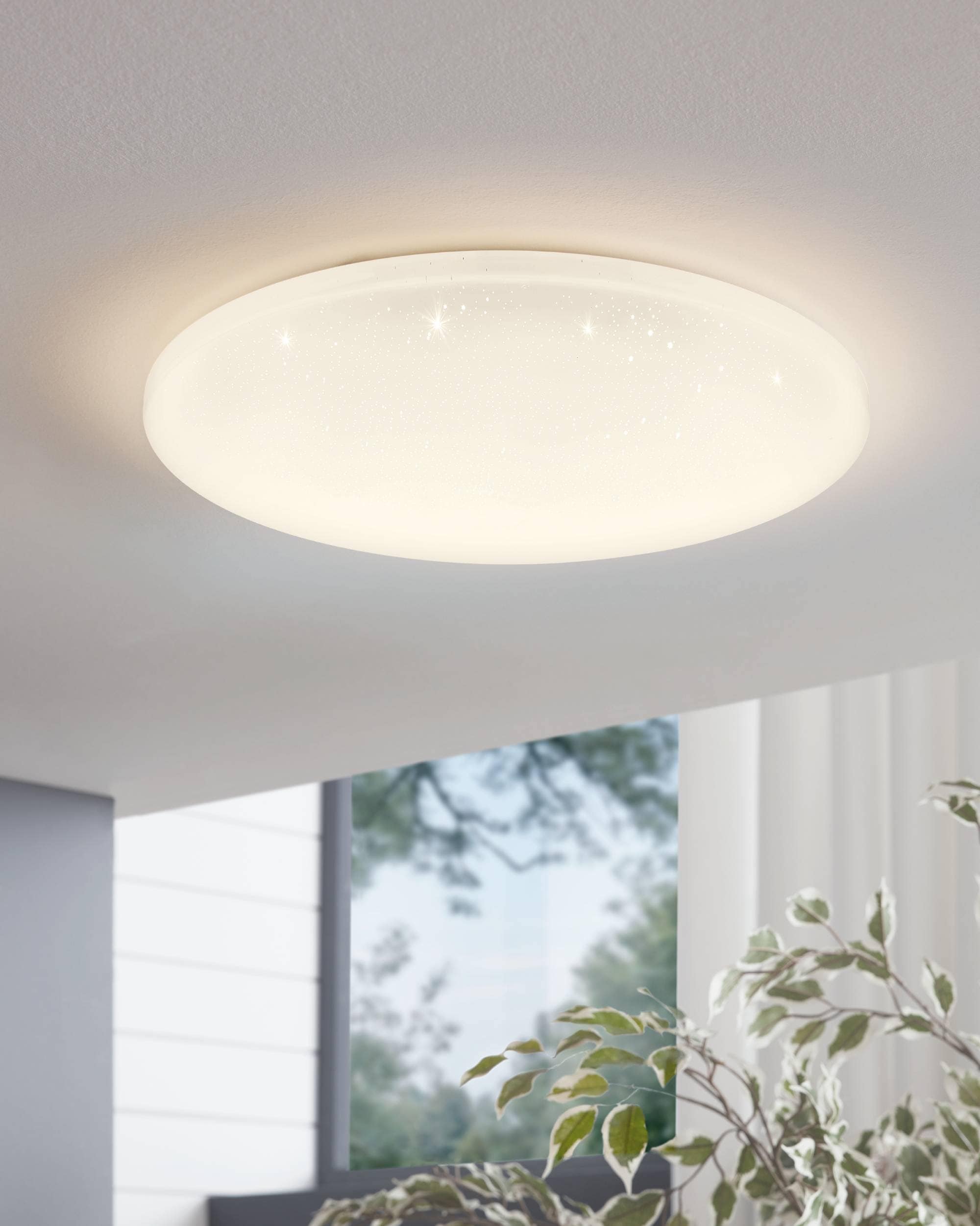 EGLO LED Deckenleuchte »POGLIOLA-S Ø 31 cm, Deckenlampe, Flurlampe, Küchenlampe«, 1 flammig, Leuchtmittel LED-Modul | LED fest integriert, Ø31cm, Kristalleffekt Deckenleuchte, Lampe weiß, Kinderzimmerlampe