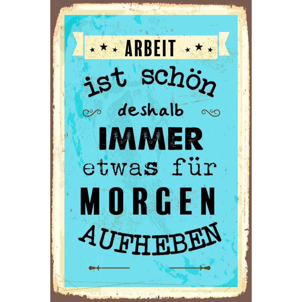 queence Metallbild »Arbeit für Morgen«, Schriftzüge, (1 St.)