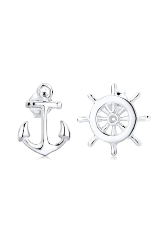 Paar Ohrstecker »Anker Steuerrad Maritim Sailor Filigran 925 Silber«
