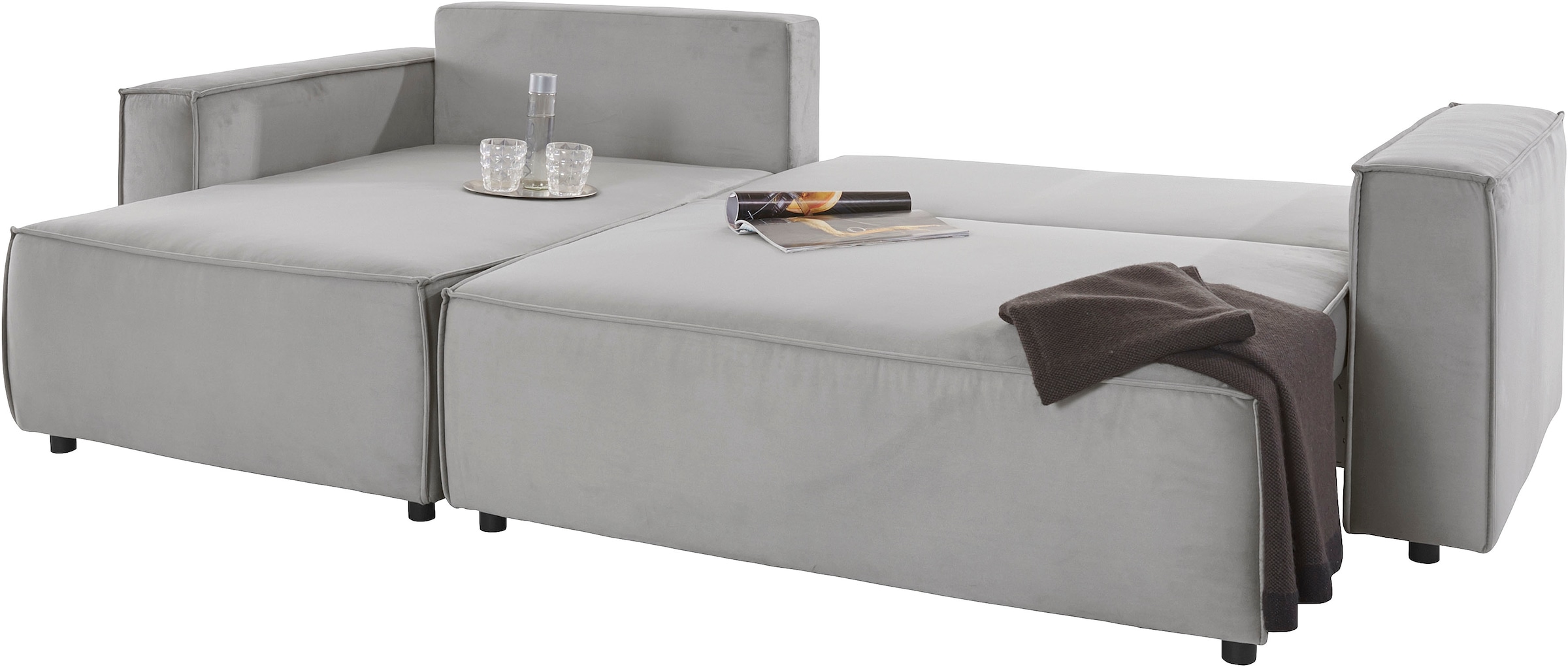 INOSIGN Ecksofa »Marva L-Form«, incl. Bettfunktion und Bettkasten, Federkern