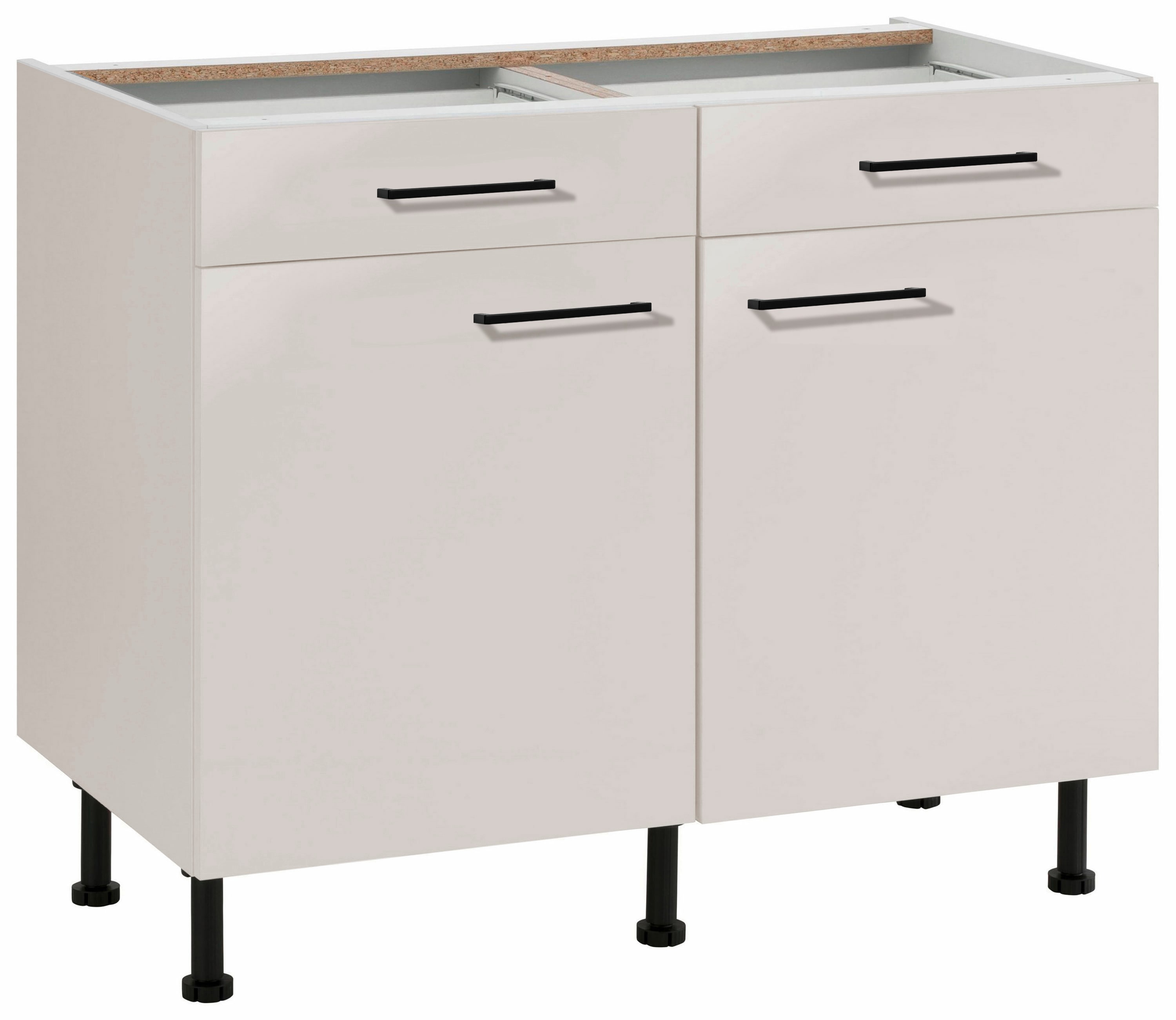 wiho Küchen "Nisos" 100 cm breit, Soft-Close in Schubladen, verstellbare Füße, ohne Platte