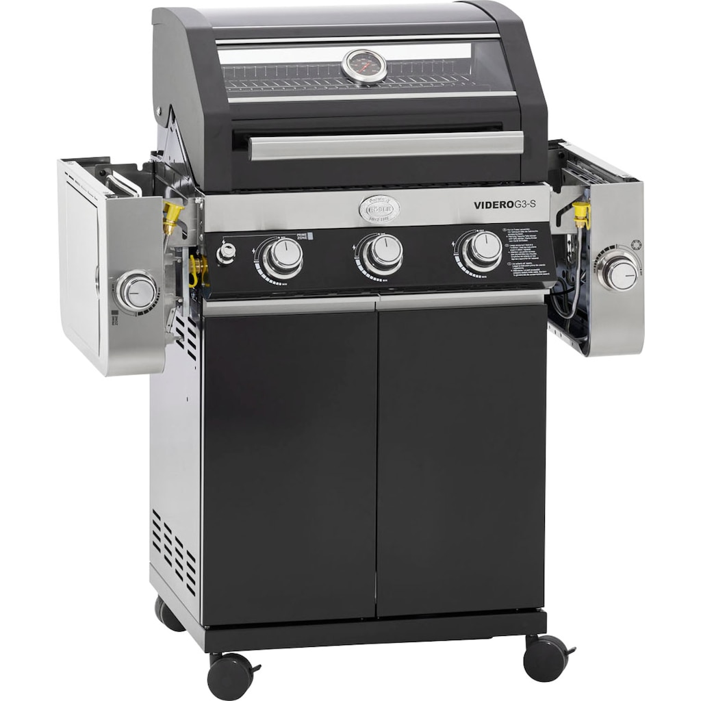 RÖSLE Gasgrill »BBQ-Station VIDERO, 25520«, G3-S Schwarz, 3 Brenner, extra Primezone und Seitenbrenner, VARIO+