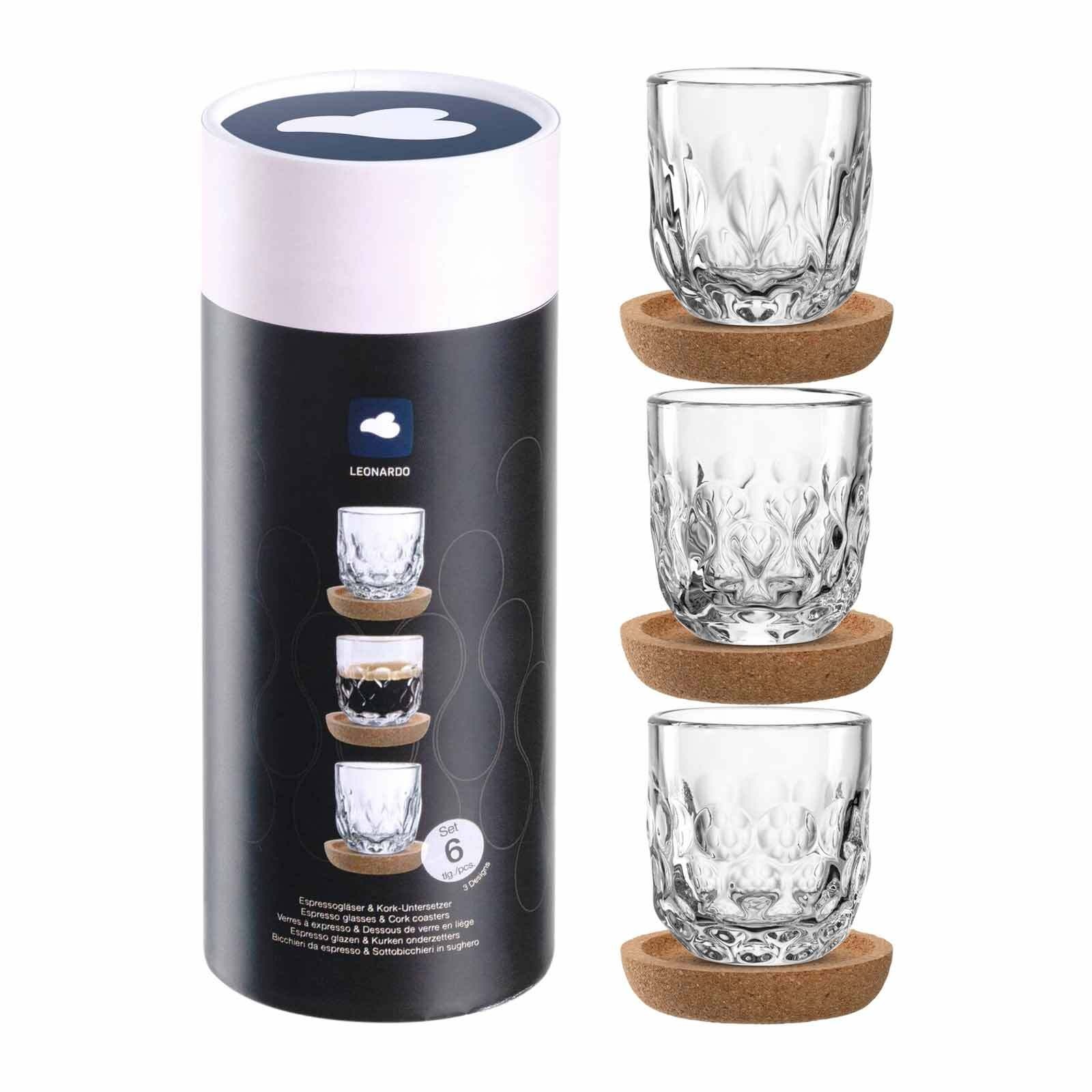 LEONARDO Espressoglas »Espresso-Set mit Untersetzer Gocce 60 ml 3er Set transparent«