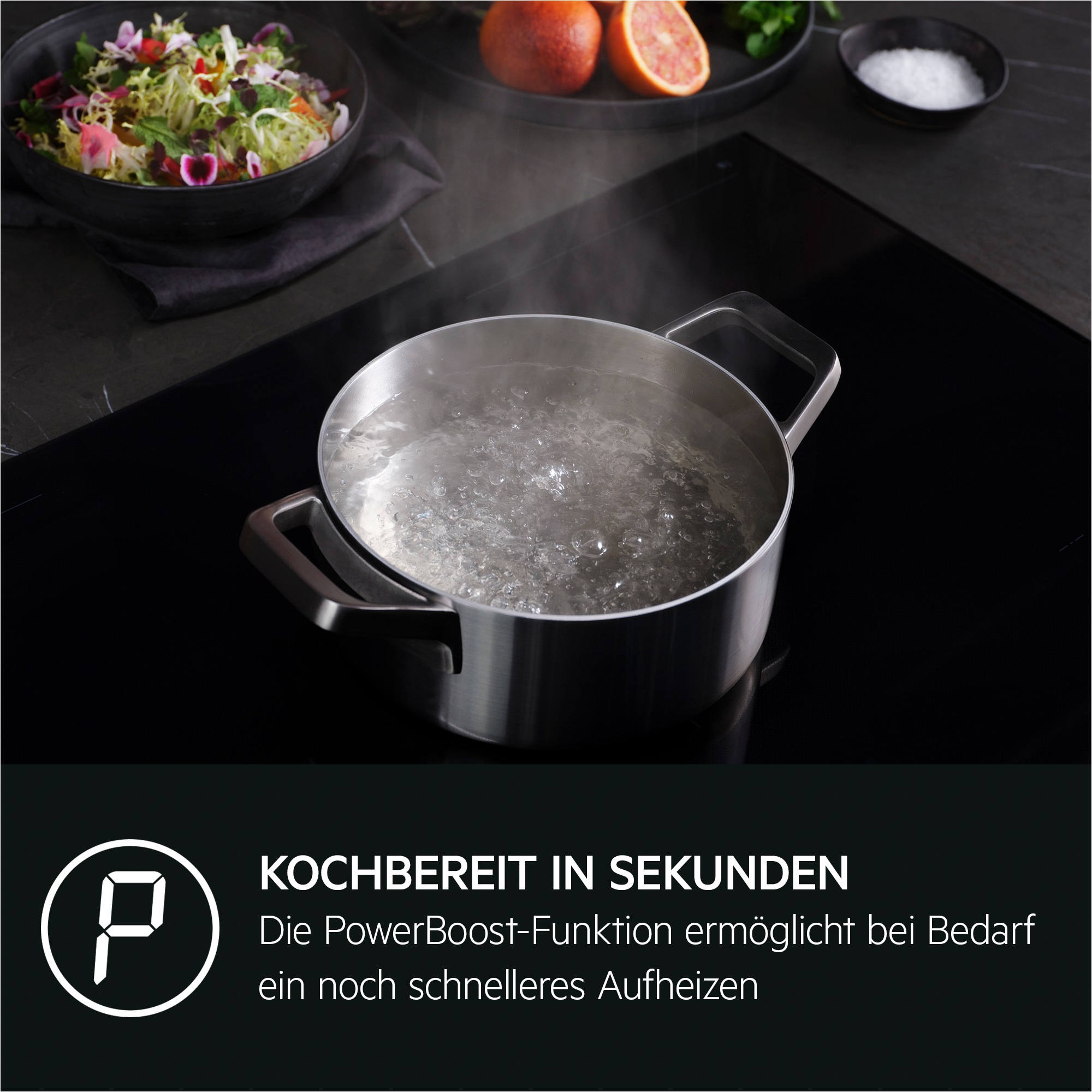 AEG Induktions-Kochfeld "IB6420ACB", schwarz, B:59cm H:4,8cm T:52cm, Kochfelder, 9 Stufen + Booster, Topferkennung, Restwärmeanzeige, TouchControl 2