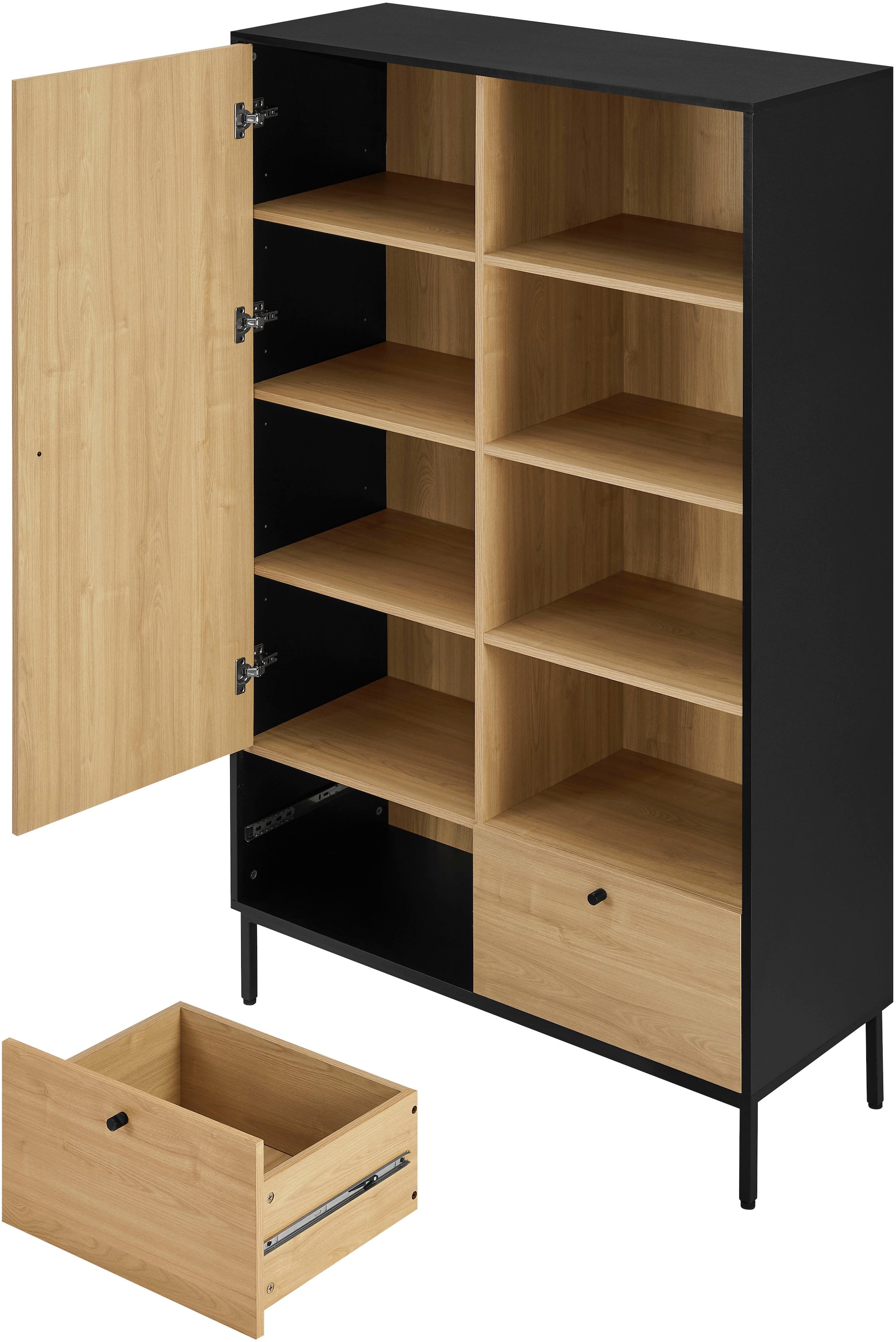 OTTO home Highboard »Tayler«, pflegeleichte Melaminoberfläche, Metallgestell, Breite 100 cm