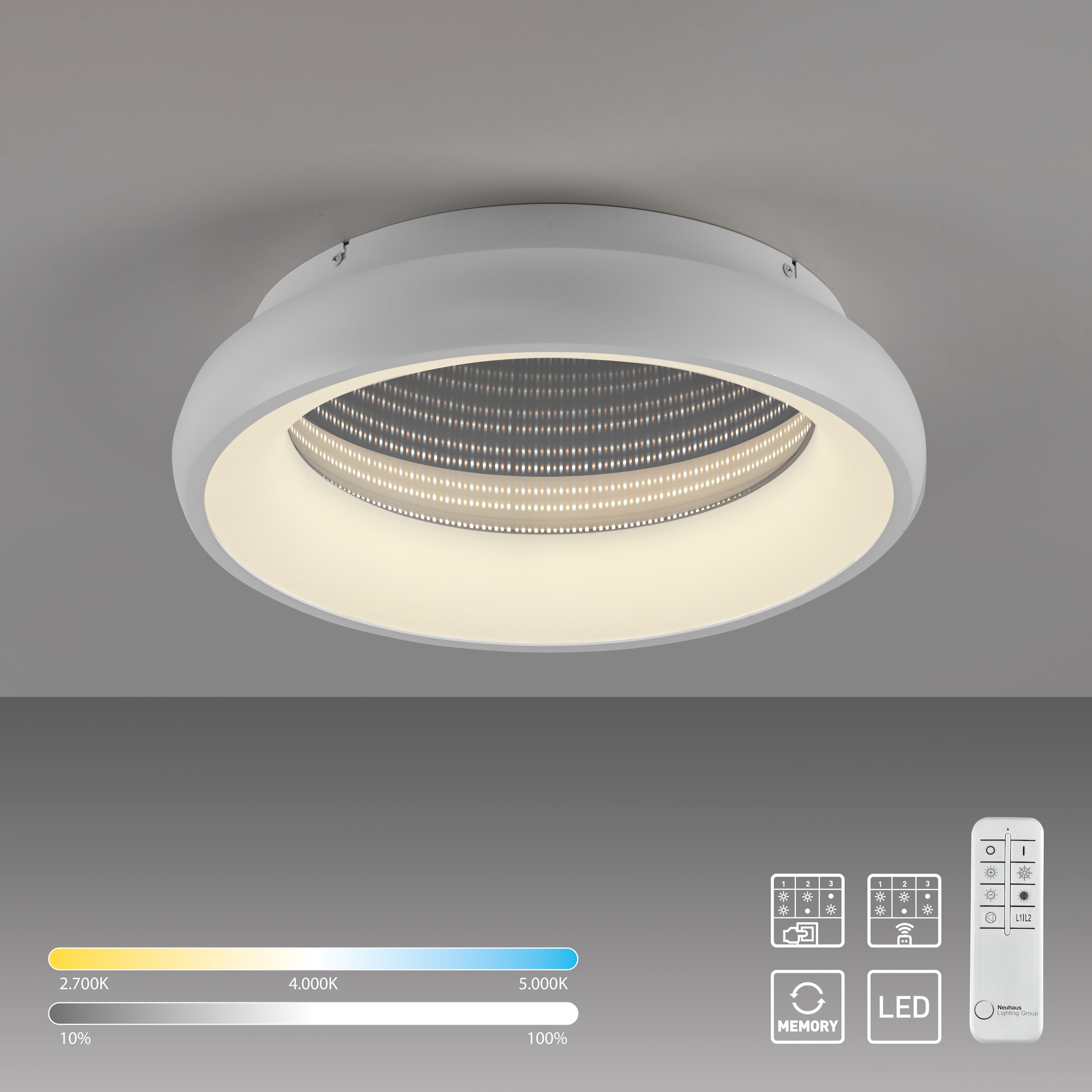 JUST LIGHT Deckenleuchte »SPECCIO«, 2 flammig, Leuchtmittel LED-Board | LED fest integriert, LED, separat steuerbar über FB, separat steuerbar (Schalter)