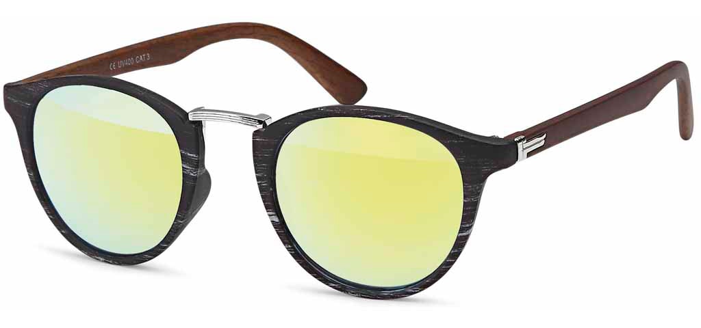 styleBREAKER Sonnenbrille "Panto Sonnenbrille Holzoptik Runde Retro Brille UV400" 1 Stk.