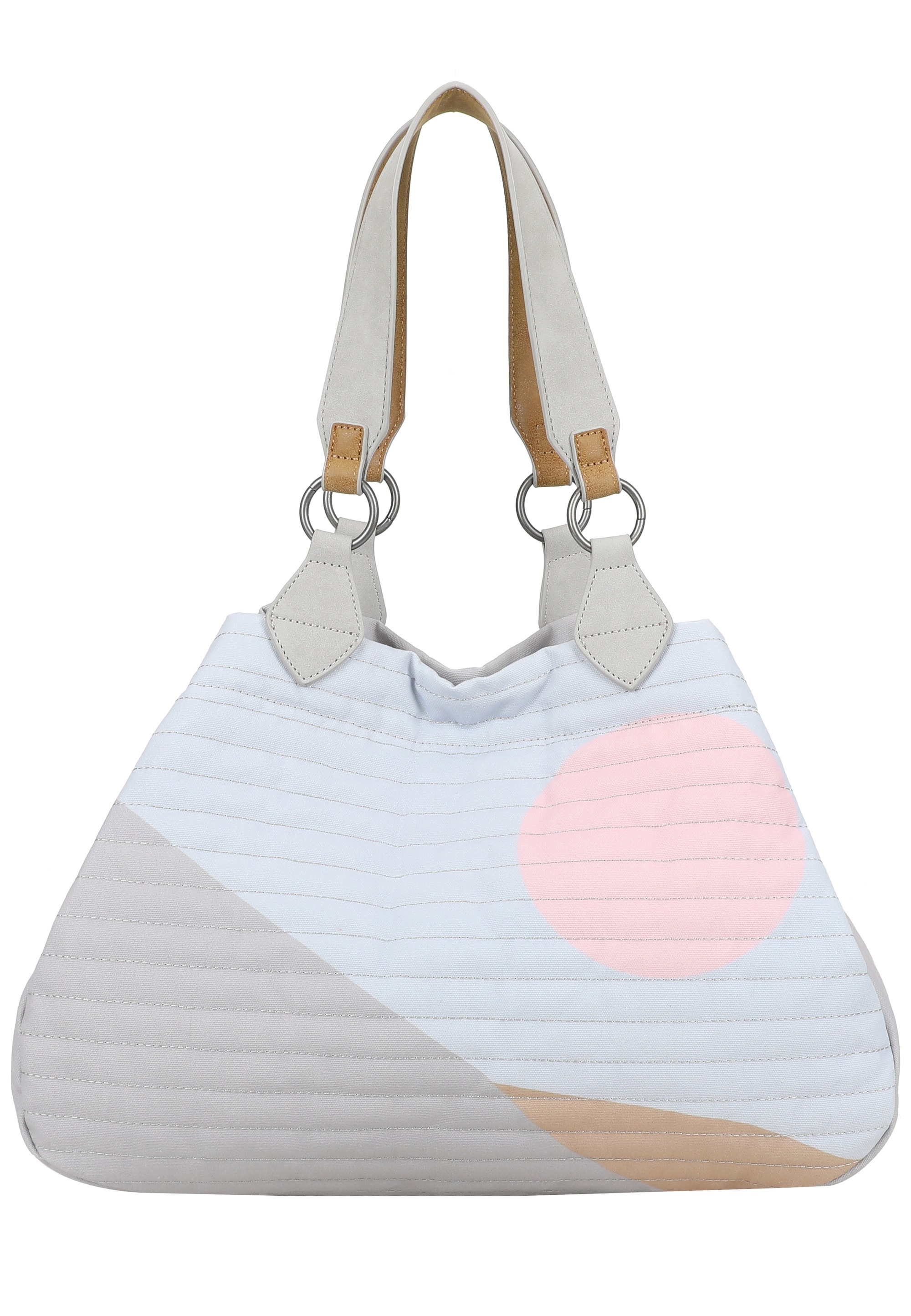 Fritzi Aus Preußen Henkeltasche FRITZI AUS PREUSSEN "Izzy Medium Limited Sunny Morning", Herren, Gr. B/H/T: 15cm x 29cm x 42cm, hellgrau, Baumwolle, mehrfarbig, Taschen, mit tollem Print und soften Farben