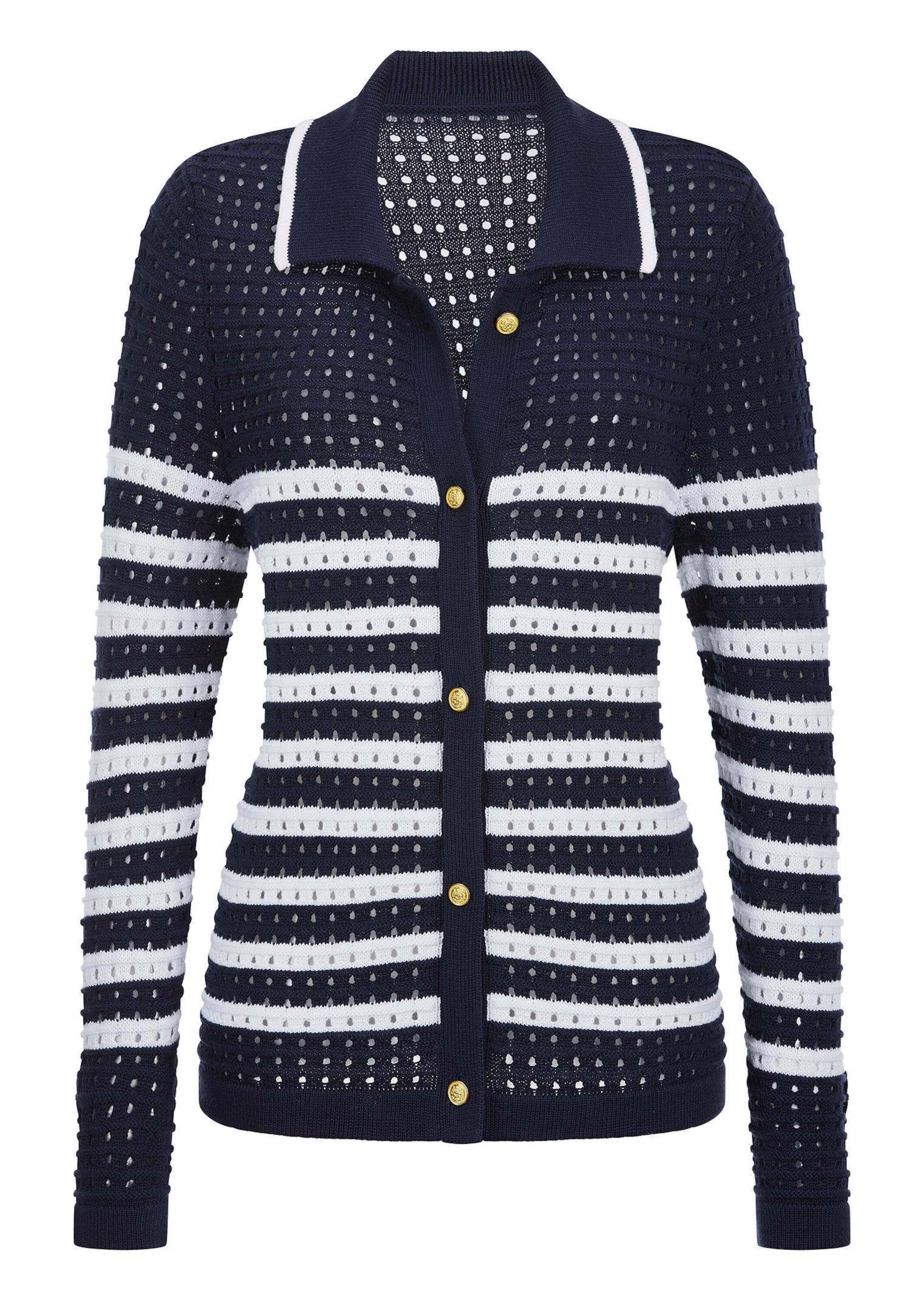 GOLDNER Strickjacke "Polopullover mit Lochmuster" Lochmuster im Ringel, gol günstig online kaufen