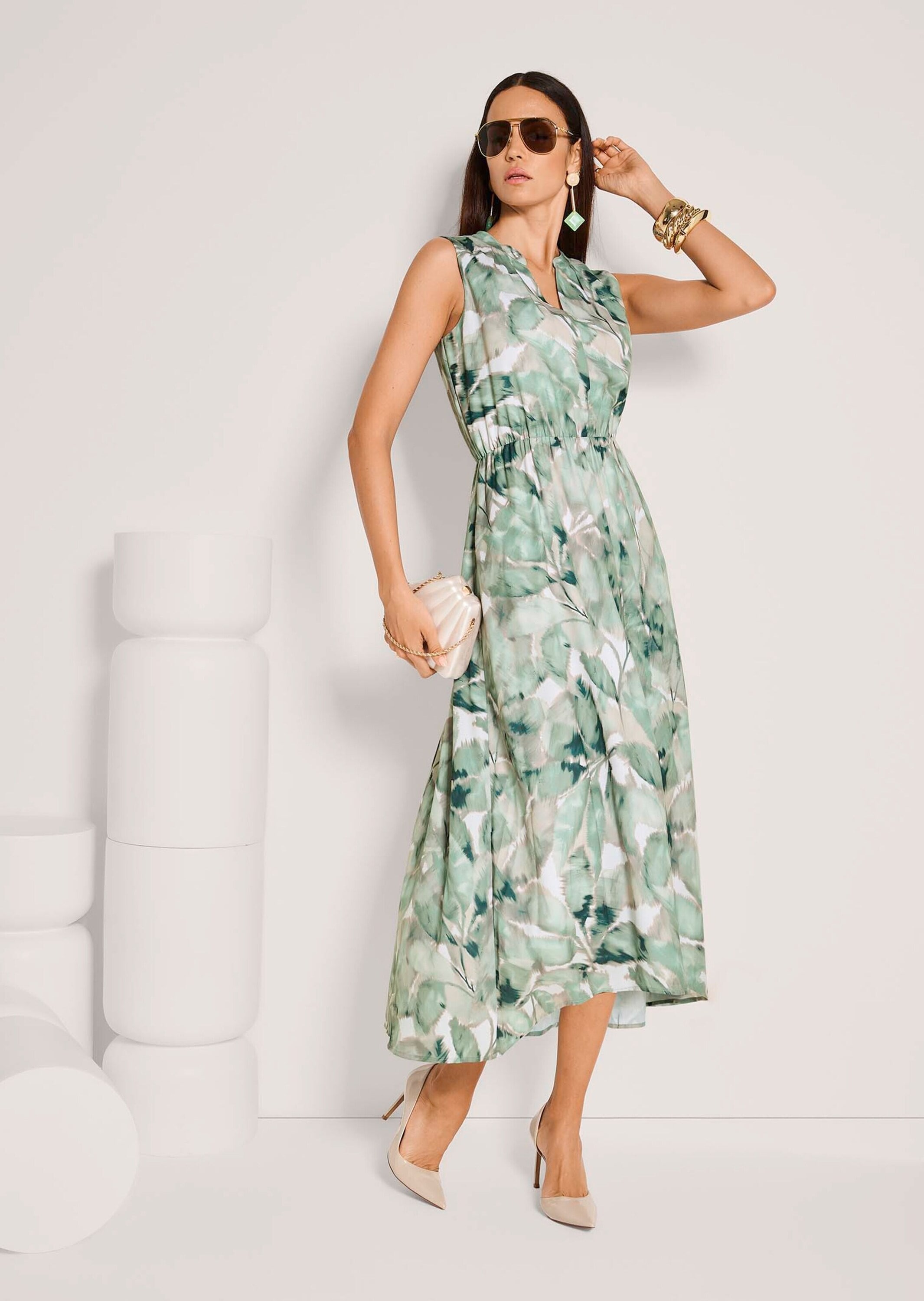 MADELEINE Midikleid »Druckkleid Midikleid mit floralem Muster« Taillenzug