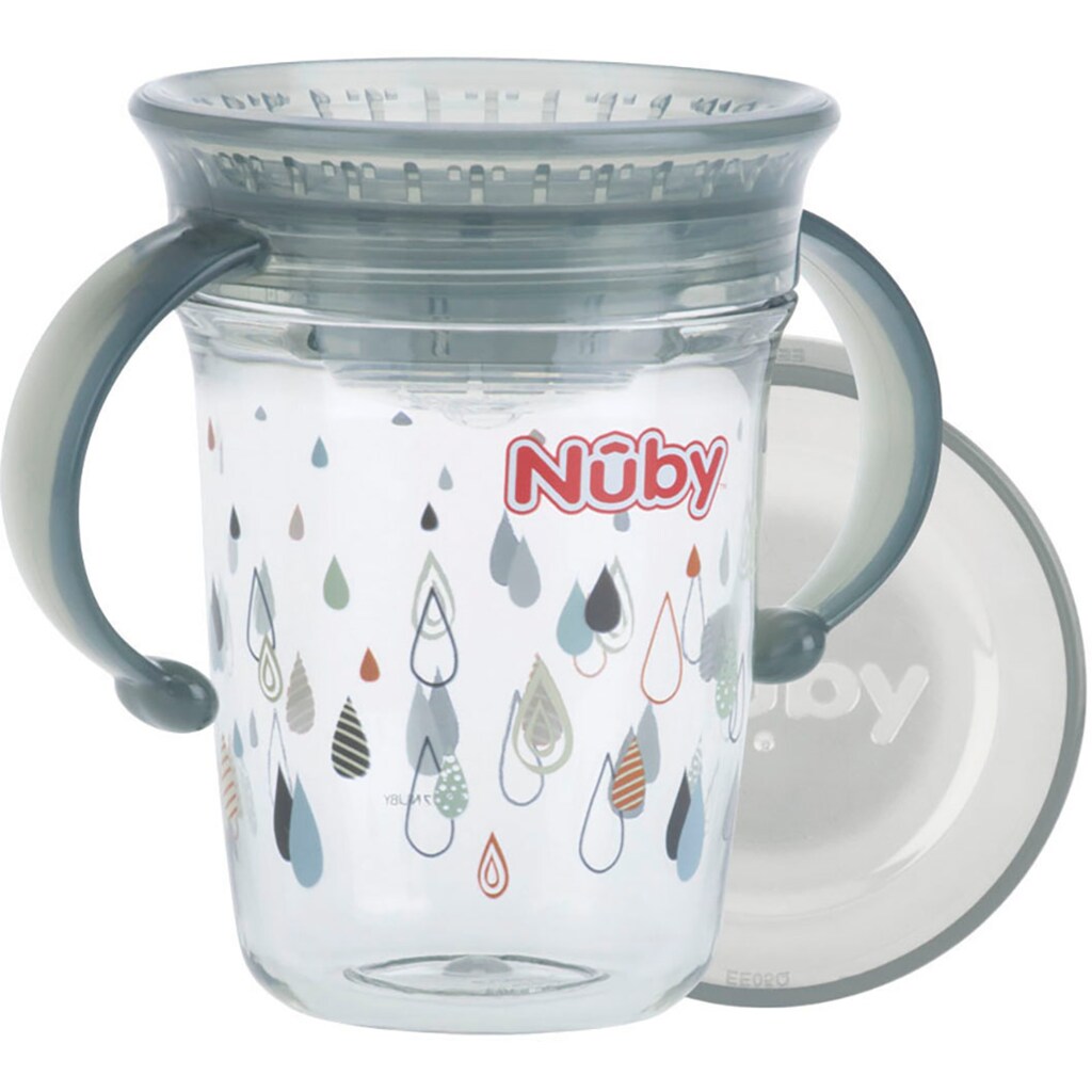 Nuby Kinderbecher »360° Trinklerntasse 240ml, grau«