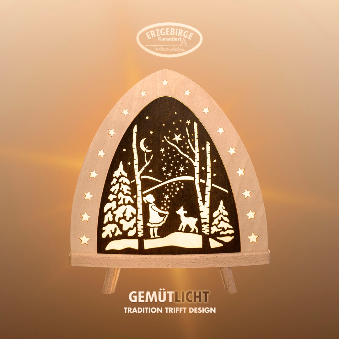 Weigla Lichterbogen "LED Sterntaler, Holz Dekolampe, Märchen, NATUR-BRAUN, günstig online kaufen