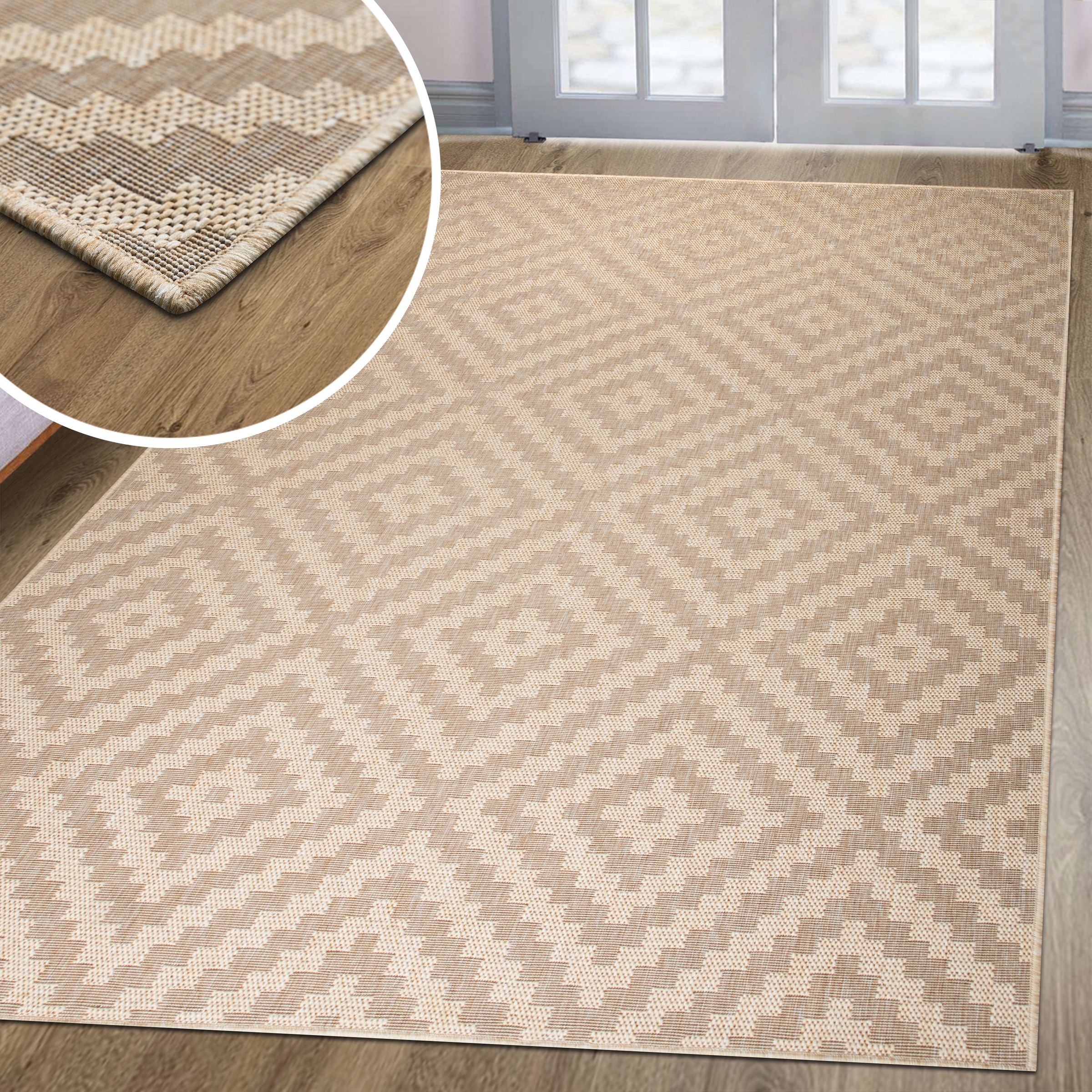 my home Teppich »Cordoba auch als Läufer erhältlich«, rechteckig, 3 mm Höhe, In- und Outdoor geeignet, Sisal-Optik, Wetterfest & UV-beständig, Boho