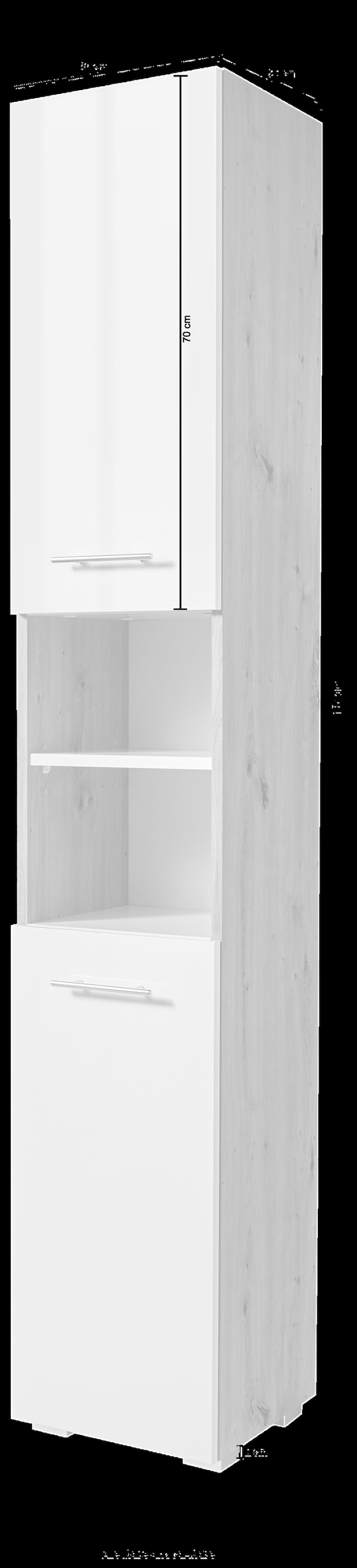 welltime Hochschrank »Agostino«, Badezimmerschrank, BXH: 33x184 cm, weiß