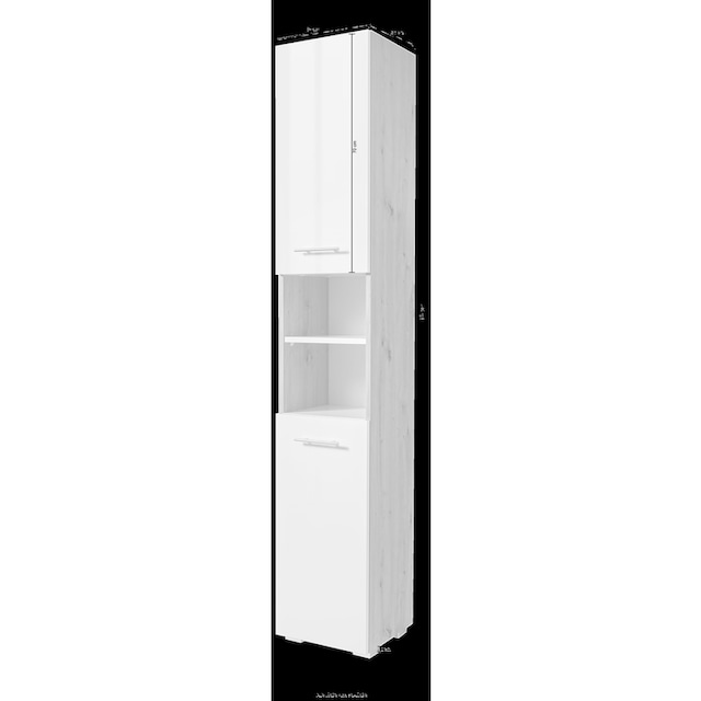 welltime Hochschrank »Agostino«, Badezimmerschrank, BXH: 33x184 cm, weiß  kaufen | BAUR