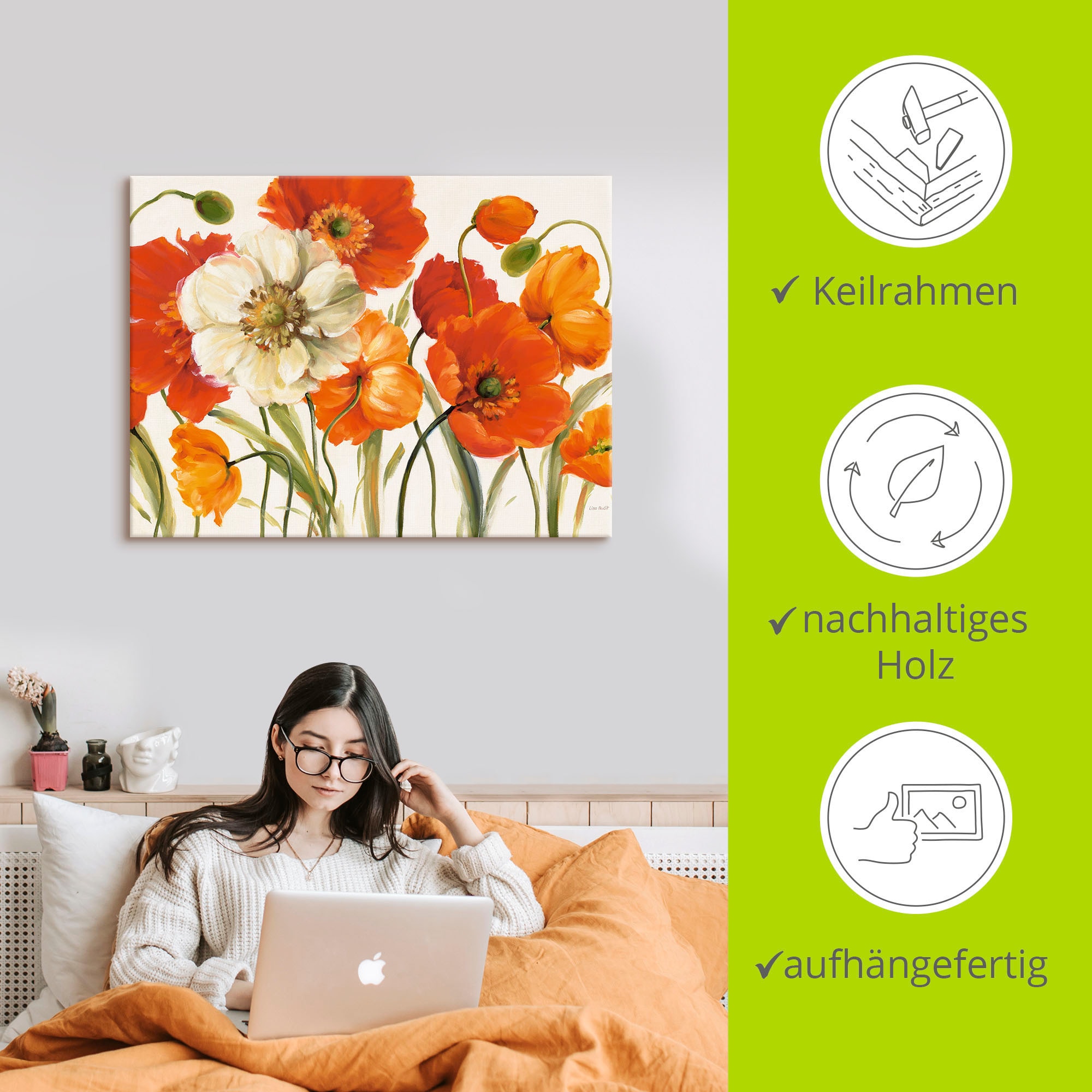 Artland Wandbild »Mohnblumen I«, Blumen, (1 St.), als Leinwandbild, Poster, Wandaufkleber in verschied. Größen