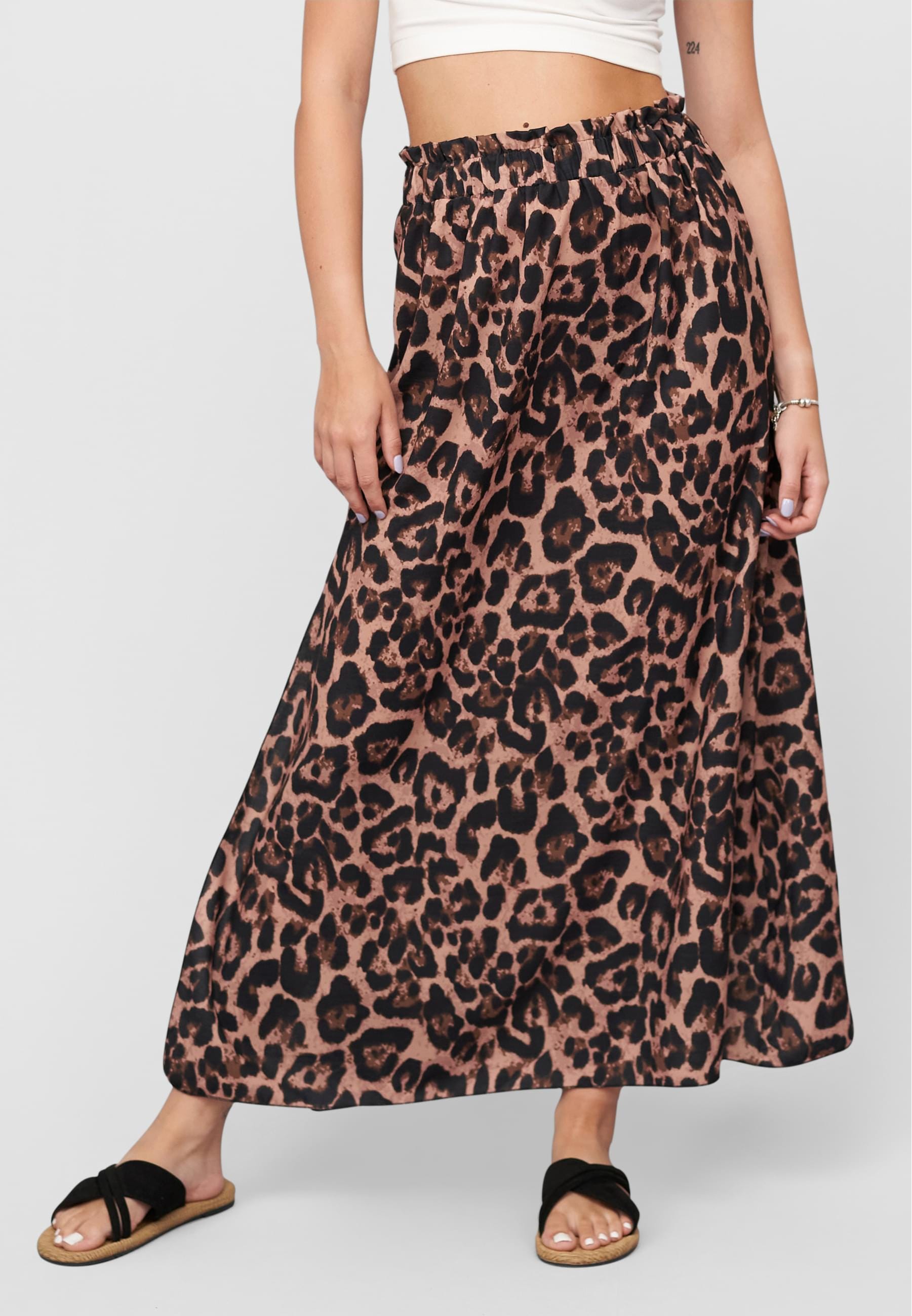 CLOUD 5IVE Sommerrock »CLOUD 5IVE Maxi Skirt with side slit and leo print«, (1 tlg.)
