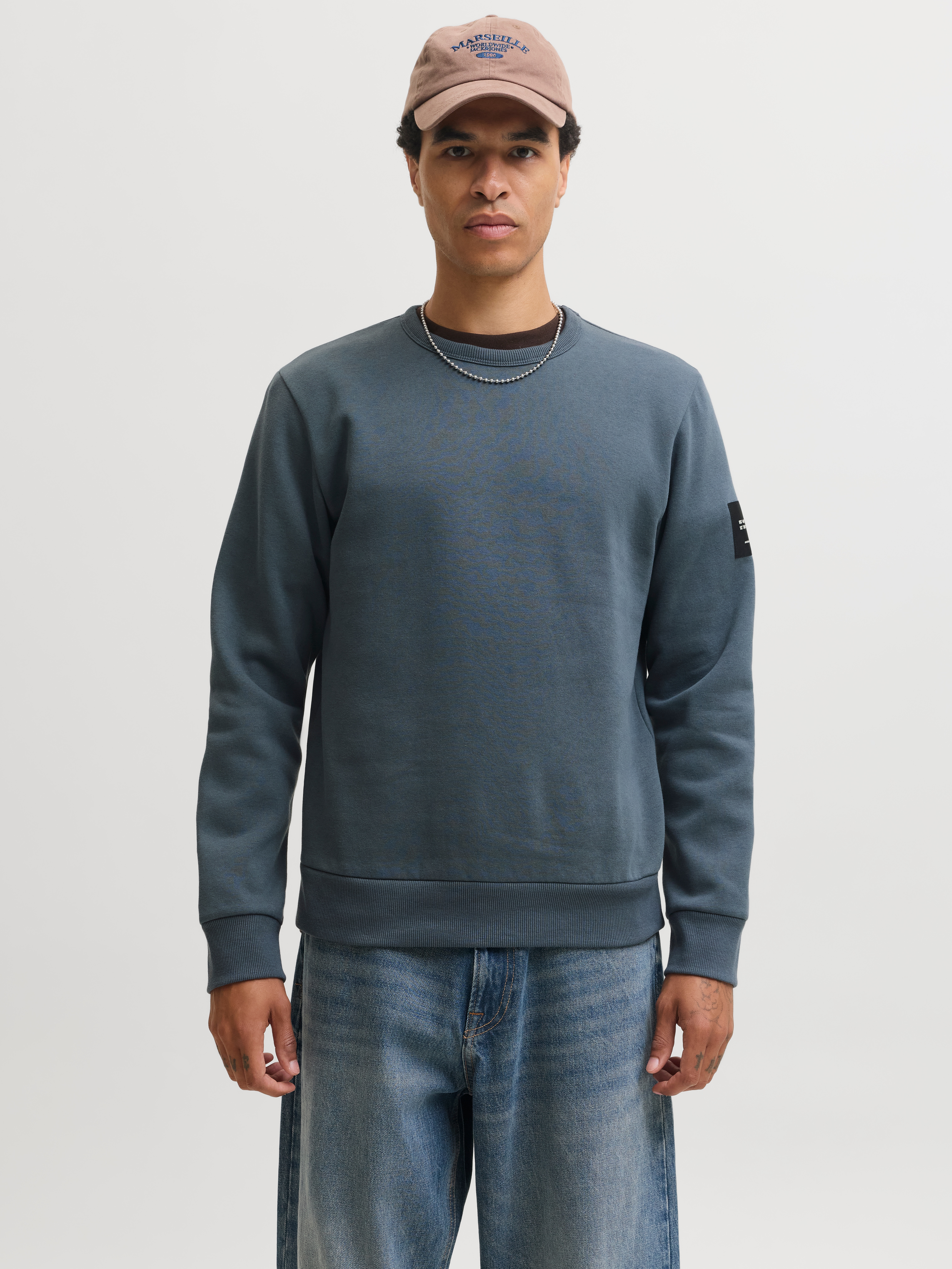 Jack & Jones Sweatshirt "JJCLEVELAND SWEAT CREW NECK", Materialmix, regular fit