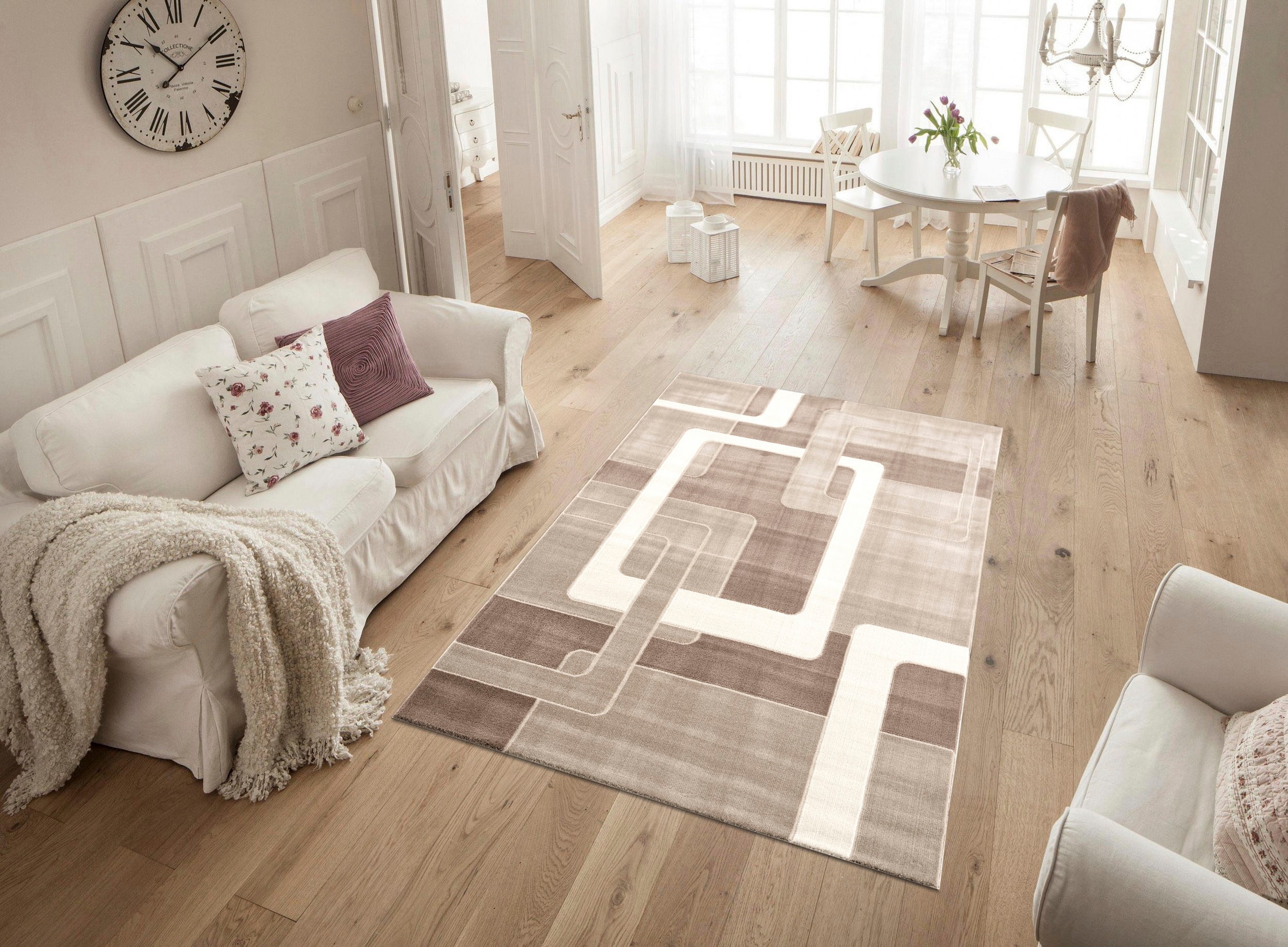 Home affaire Teppich "Anesa" rechteckig 12 mm Höhe mit handgearbeitetem Kon günstig online kaufen