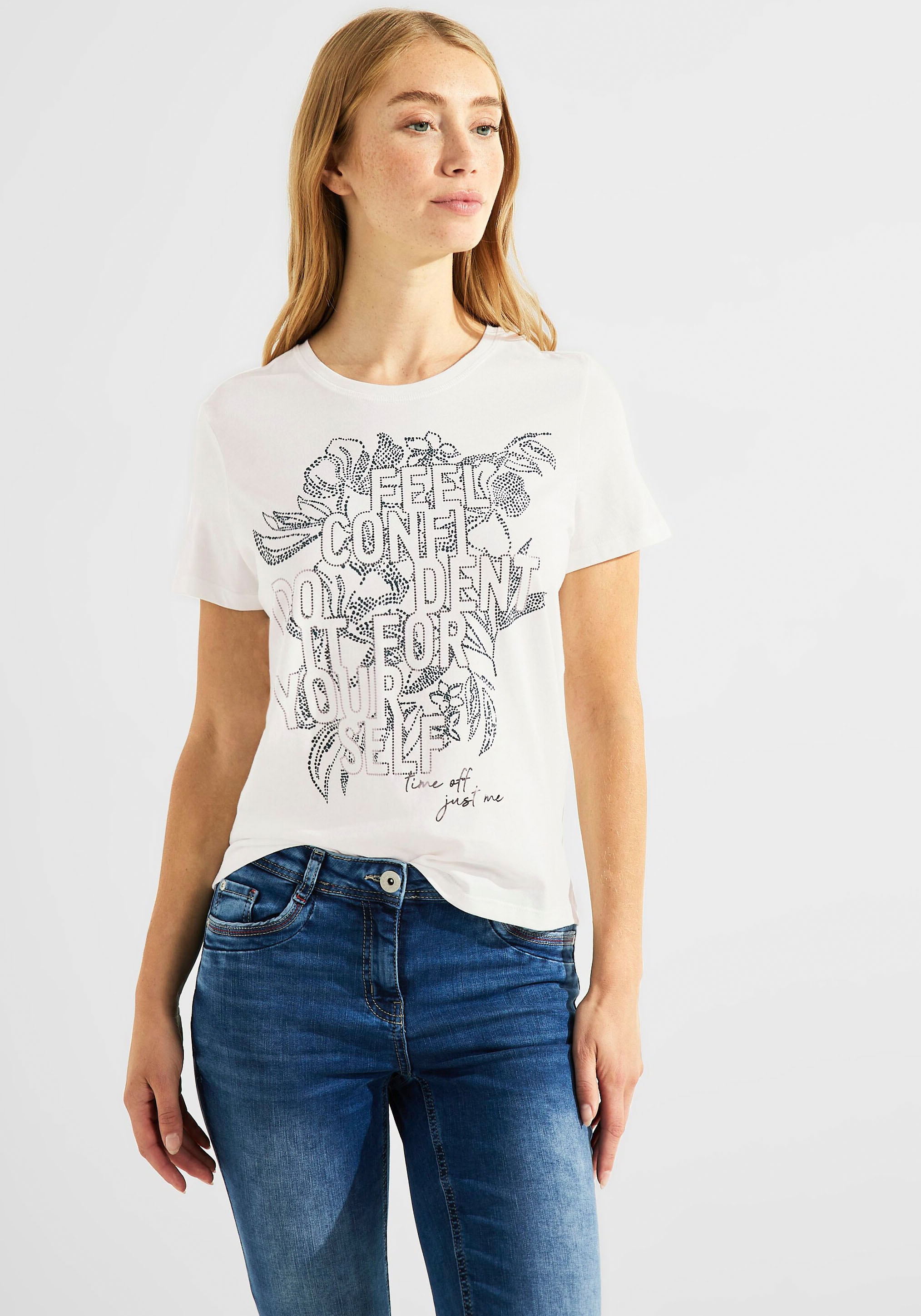 Cecil T-Shirt, mit Steinchendetails für kaufen BAUR 