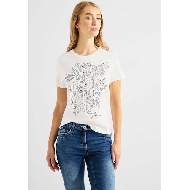 Cecil T-Shirt, mit Steinchendetails für kaufen | BAUR