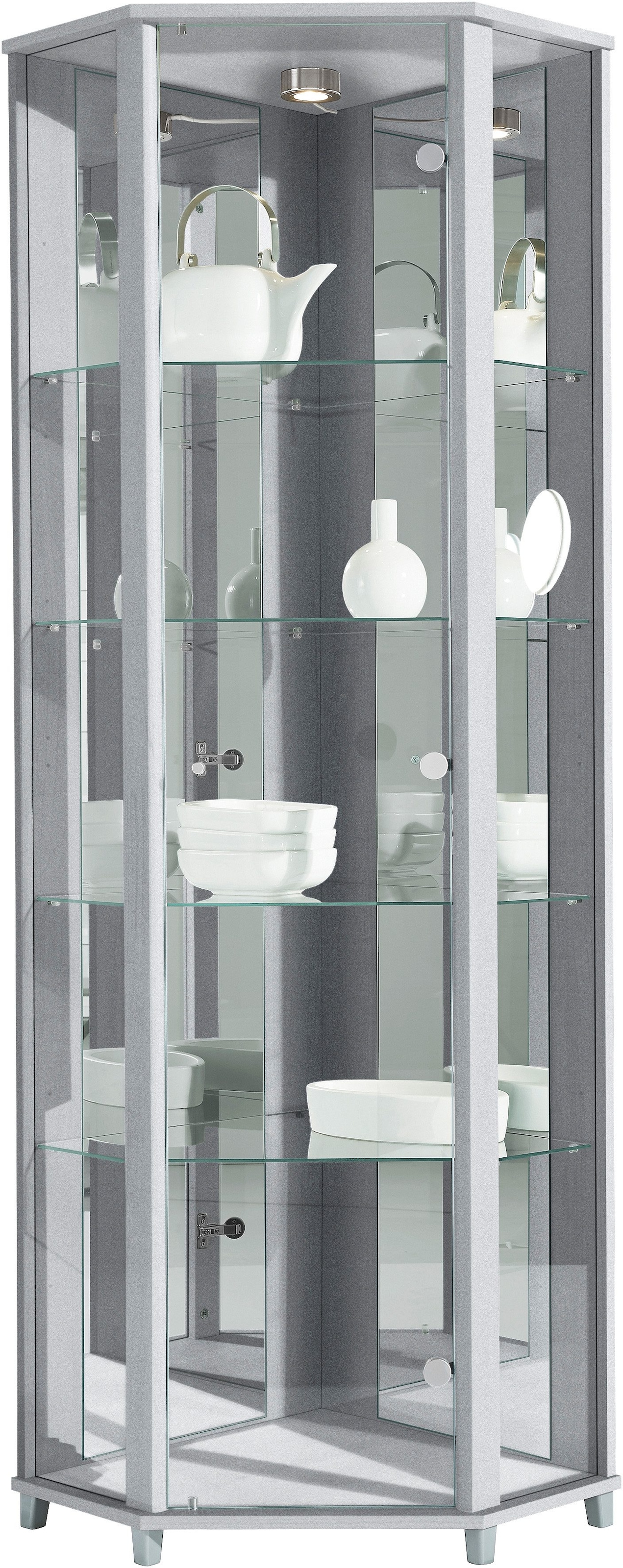 fif möbel Vitrine "TRIO", Eckvitrine/Glasvitrine 1x Glastür, perfekt für Sammler, Sammlervitrine