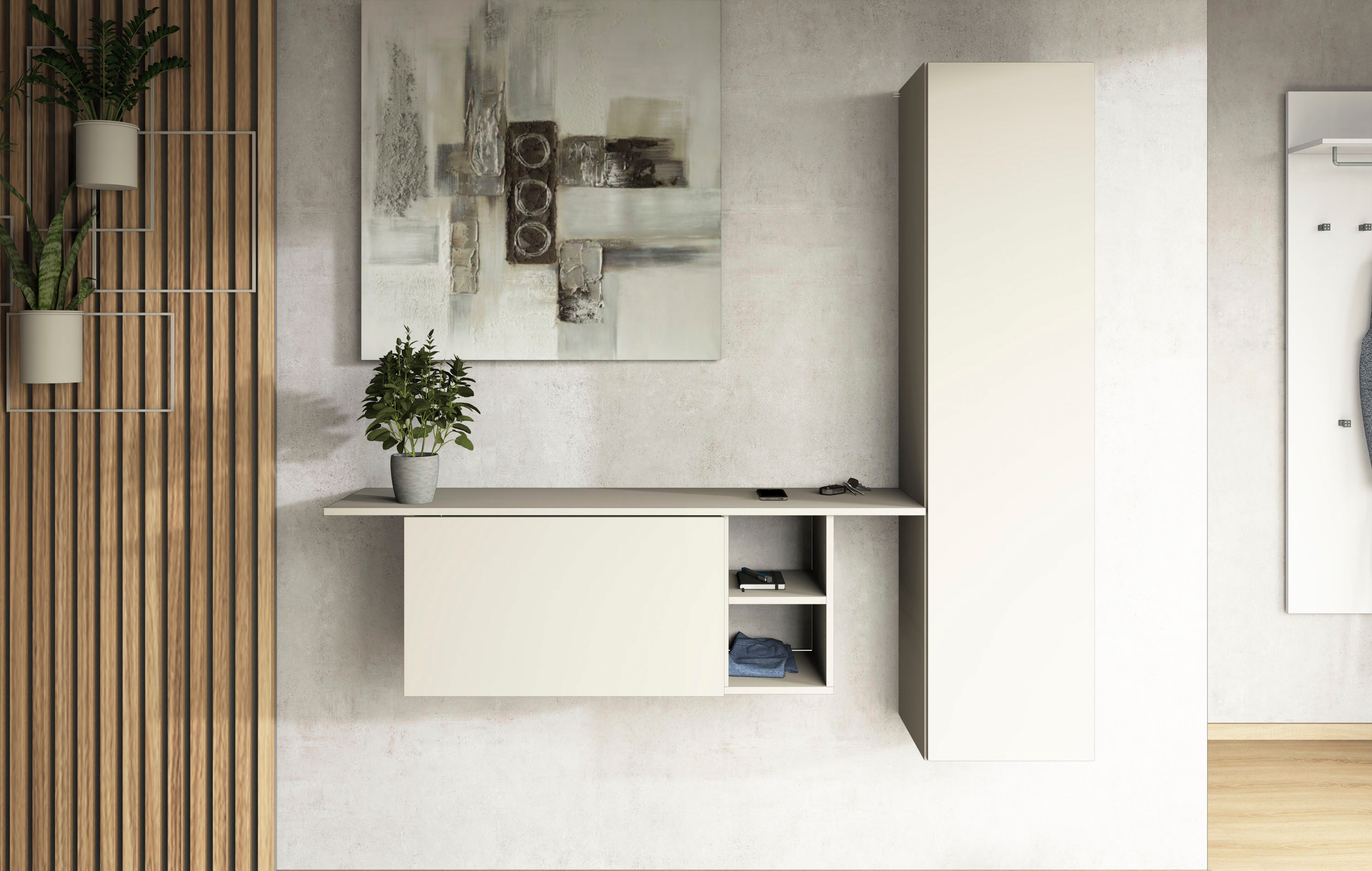 borchardt Möbel Garderoben-Set "Toledo, moderne hängende Garderobe, Schminktisch mit Regalfächern" Spar-Set