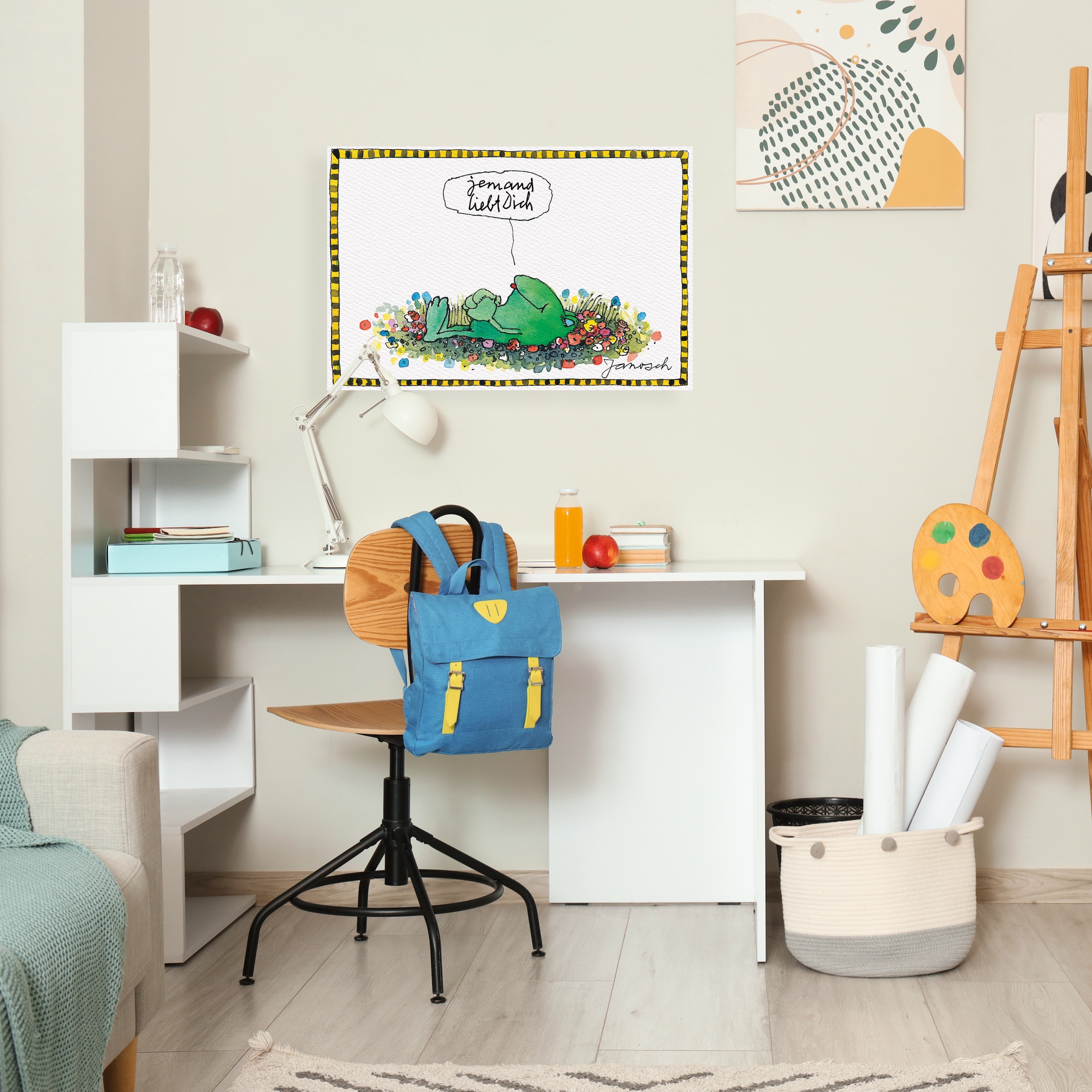 LuckyLinde Leinwandbild "Der Froch - Jemand liebt Dich" Blumen  Figuren  Fi günstig online kaufen