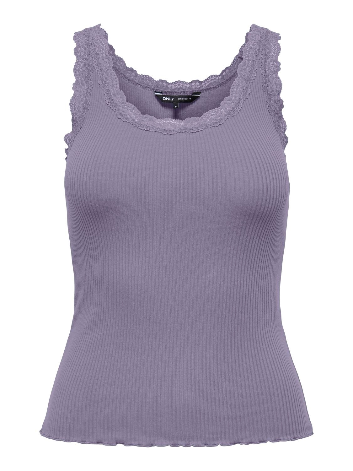Only Tanktop "Onlsara – Tanktop Mit Spitzendetail Am Ausschnitt" Baumwollmischung, Regular Fit