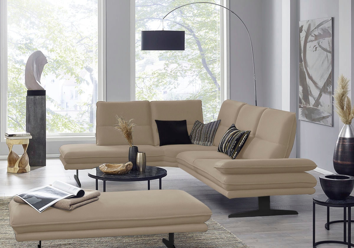 W.SCHILLIG Ecksofa "broadway, Designsofa, toller Sitzkomfort, zeitlos, elegant, L-Form" Sitztiefenverstellung, Kopfteil- & Seitenteilverstellung, Breite 284cm