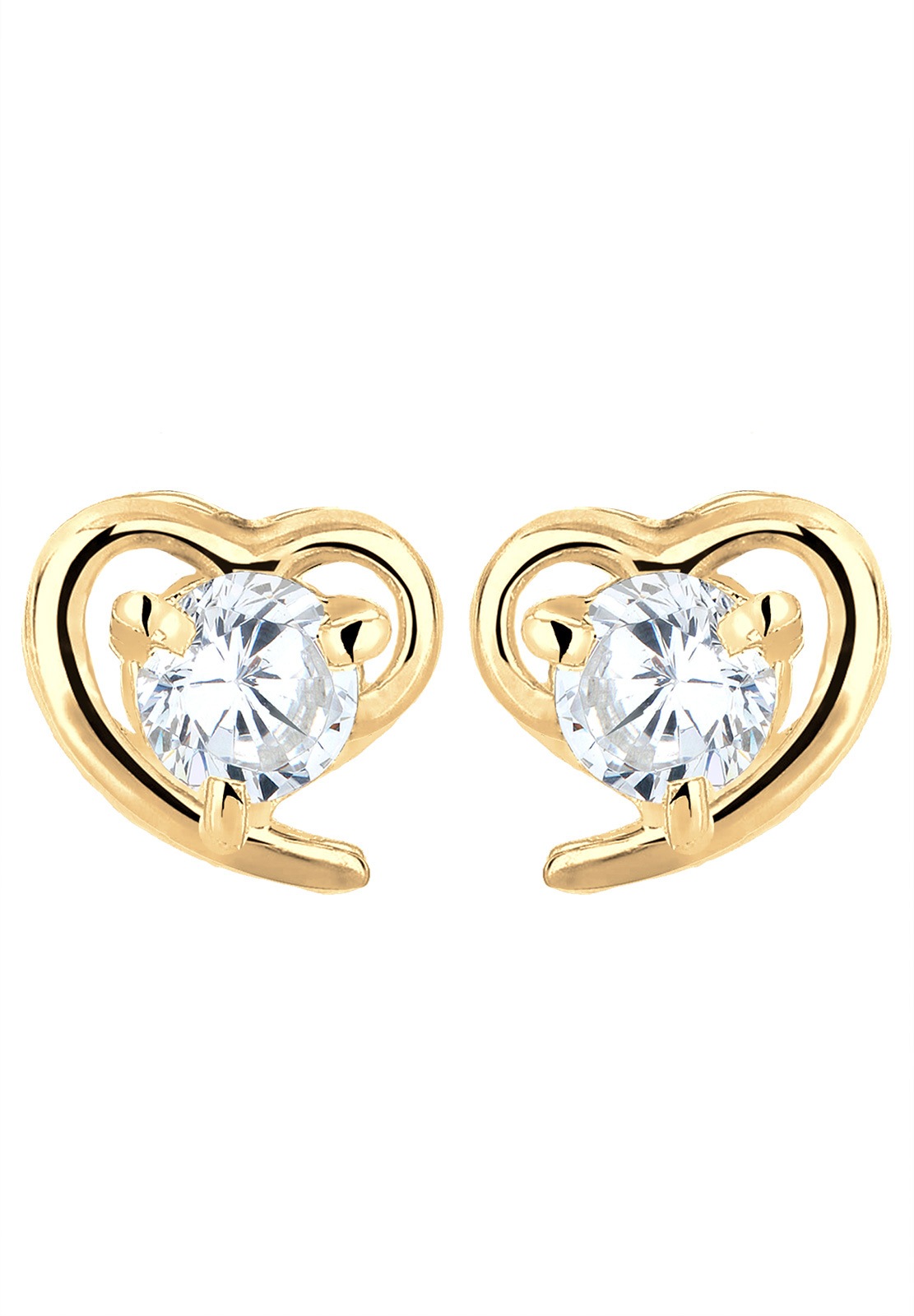 Elli Premium Paar Ohrstecker »Herz Zirkonia 585 Gelbgold«