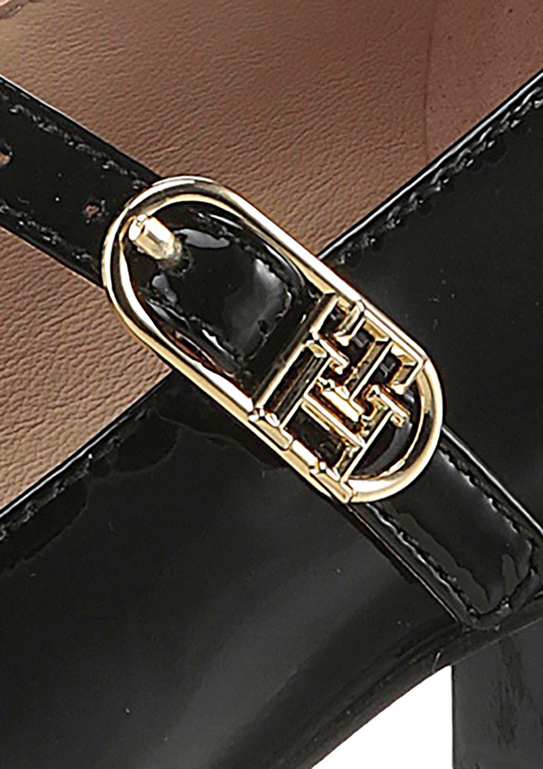 Tommy Hilfiger Spangenpumps »PUMP DOUBLE STRAP PATENT LEATHER«, Blockabsatz, Abendschuh, Partyschuh, TH-Schmuckelement, schmale Form