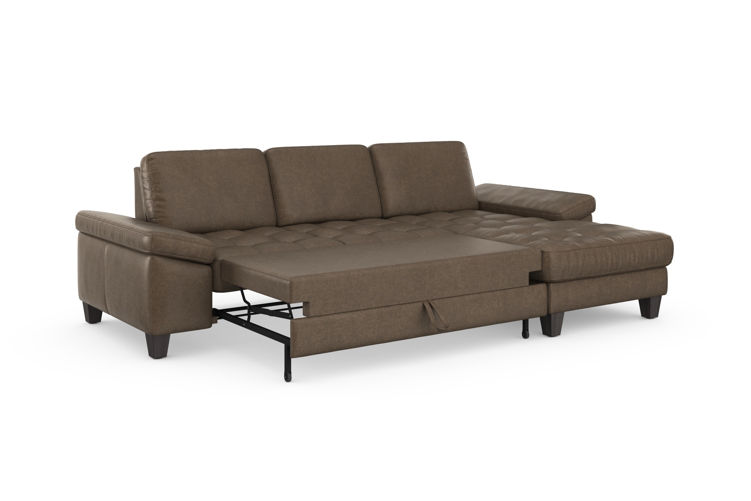 sit&more Ecksofa »Westham L-Form«, Recamiere, mit oder ohne Bettfunktion, Bettkasten, Füße wengefarben